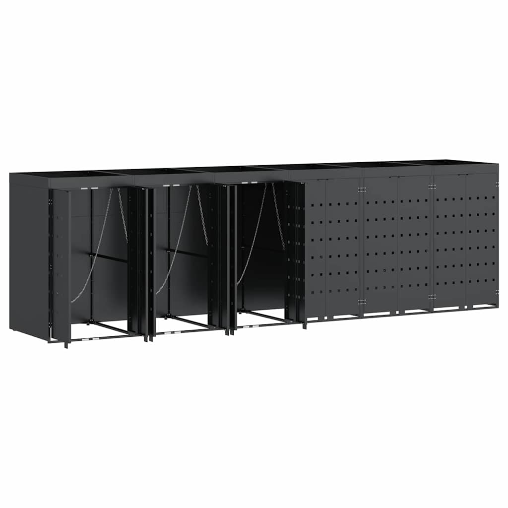 vidaXL Αποθήκη τροχήλατου κάδου για 6 κάδους Ανθρακί