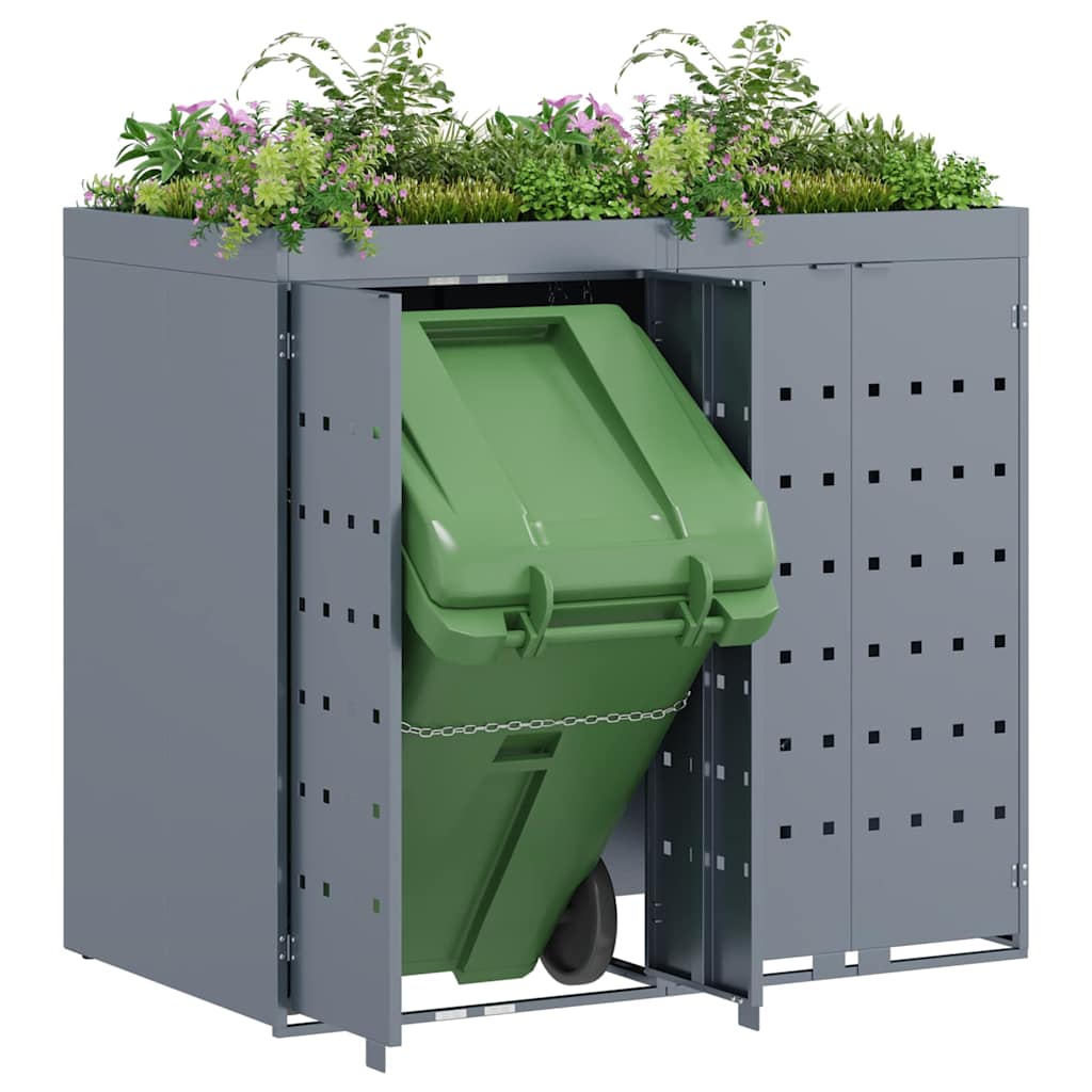 vidaXL Αποθήκη τροχήλατου κάδου για 2 κάδους Ανοιχτό γκρι