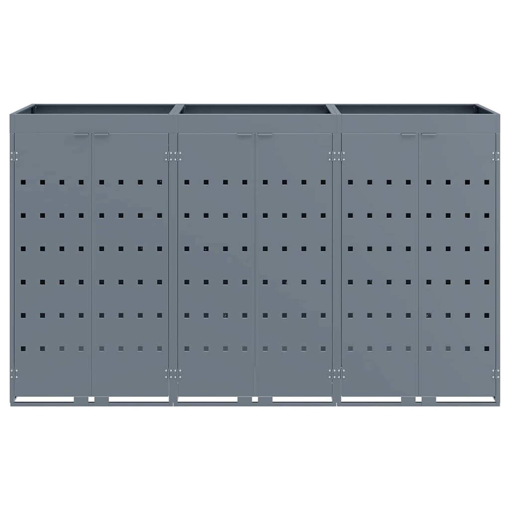 vidaXL Αποθήκη τροχήλατου κάδου για 3 κάδους Ανοιχτό γκρι