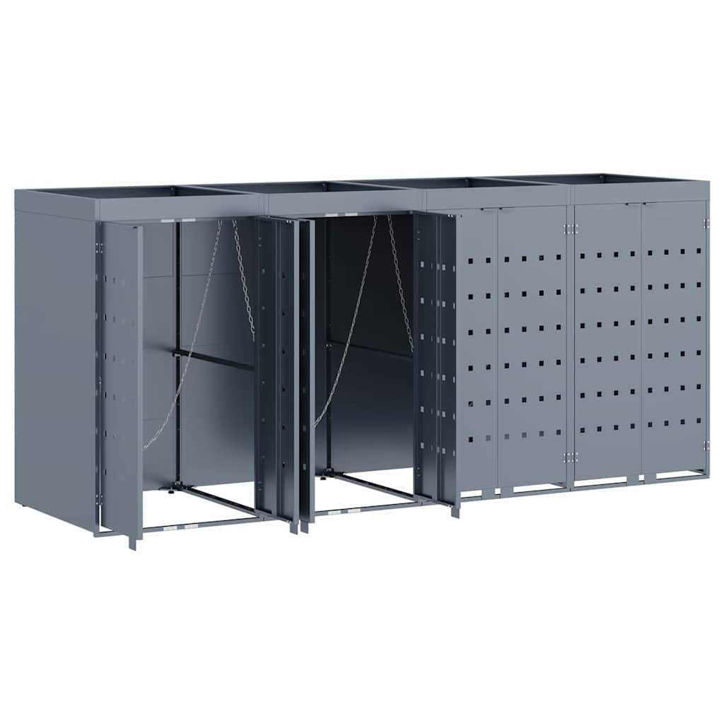 vidaXL Αποθήκη τροχήλατου κάδου για 4 κάδους Ανοιχτό γκρι