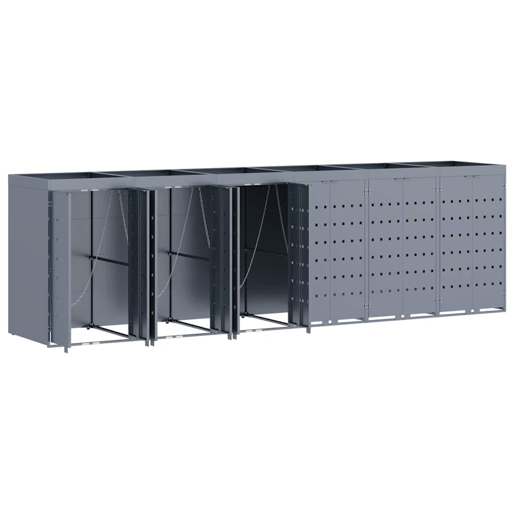 vidaXL Αποθήκη τροχήλατου κάδου για 6 κάδους Ανοιχτό γκρι