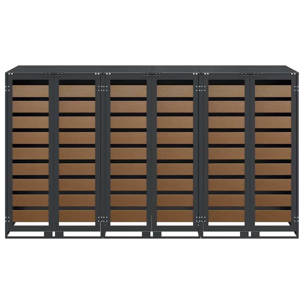 vidaXL Αποθήκη τροχήλατου κάδου για 3 κάδους Ανθρακί