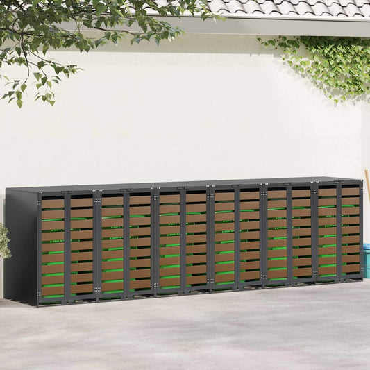 vidaXL Αποθήκη τροχήλατου κάδου για 3 κάδους 340 x 77.5 x 115.5 εκ