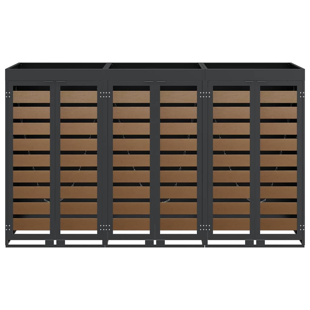 vidaXL Αποθήκη τροχήλατου κάδου για 3 κάδους Ανθρακί