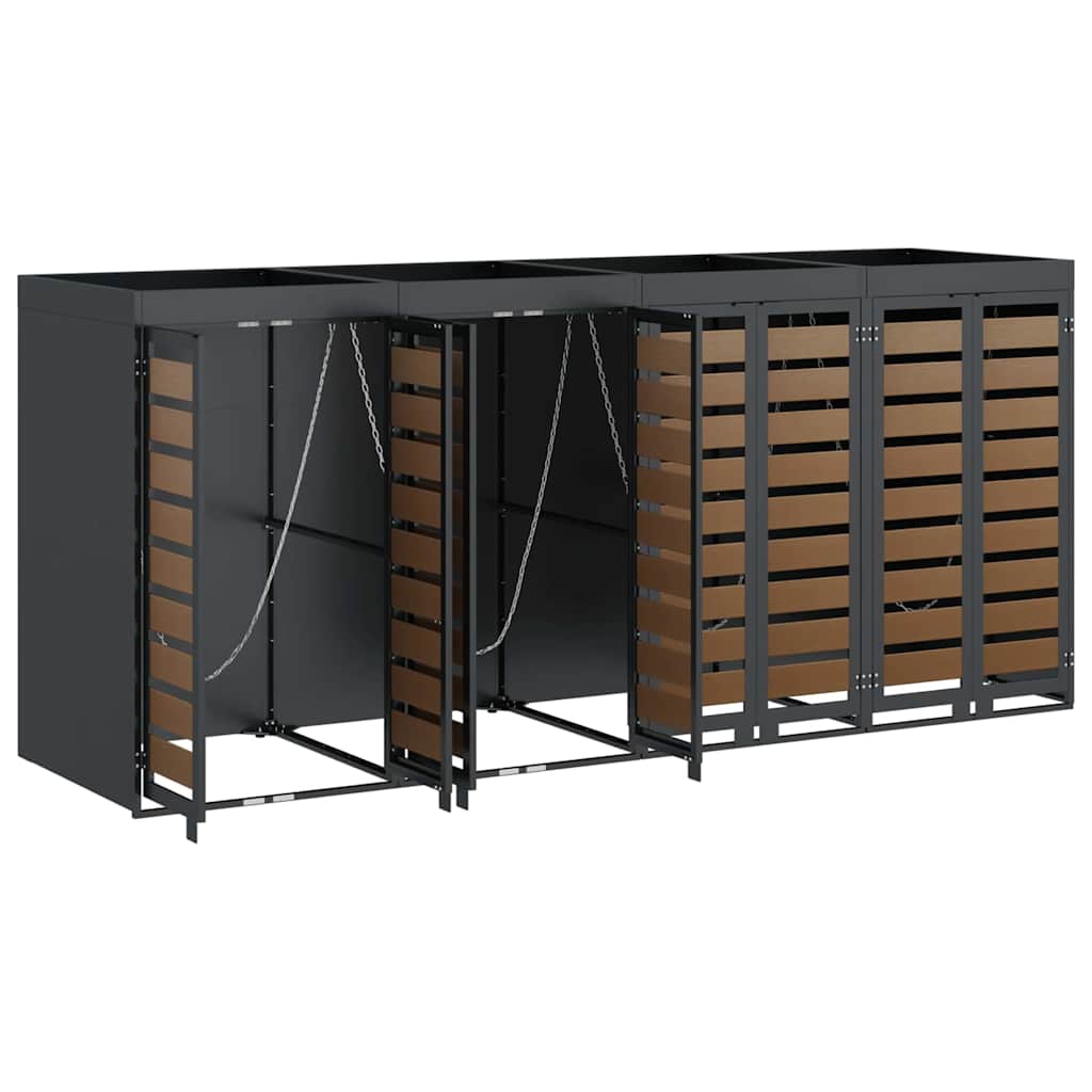 vidaXL Αποθήκη τροχήλατου κάδου για 3 κάδους Ανθρακί