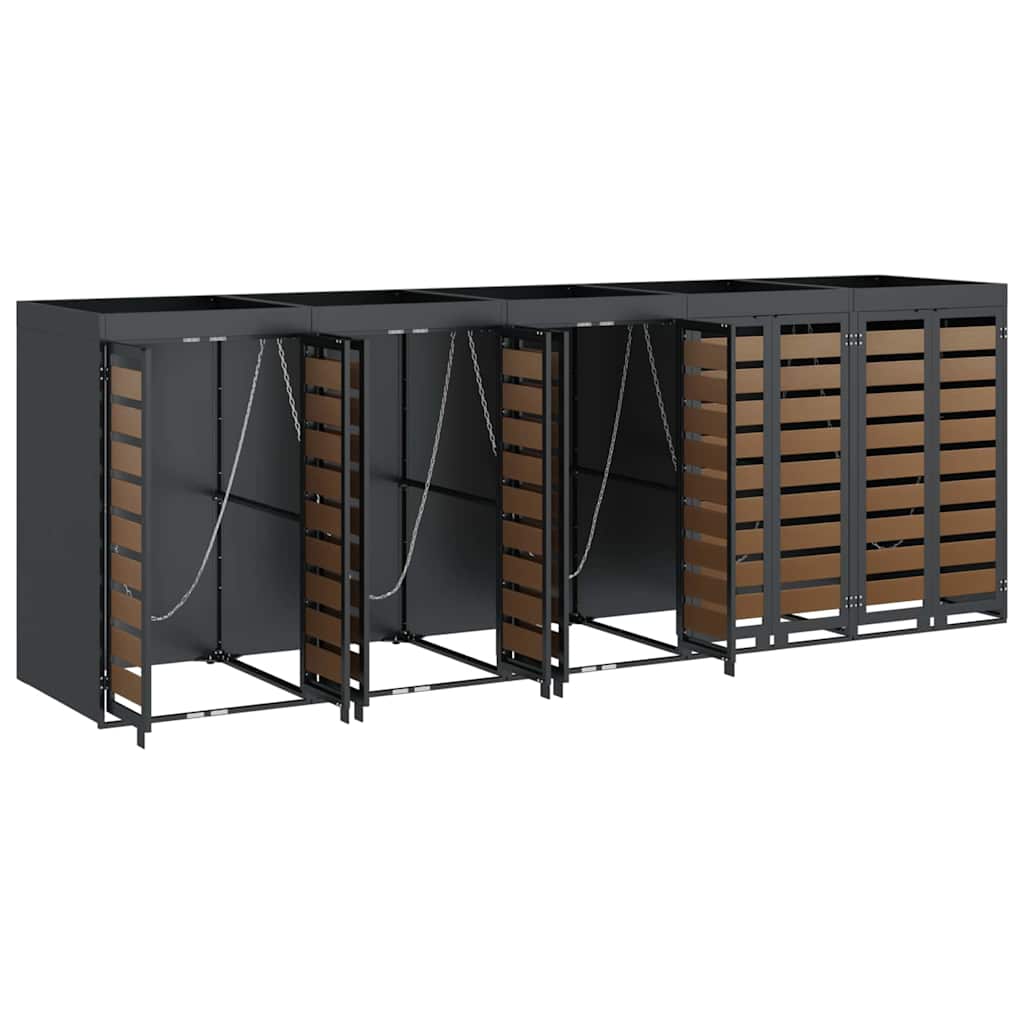 vidaXL Αποθήκη τροχήλατου κάδου για 3 κάδους Ανθρακί