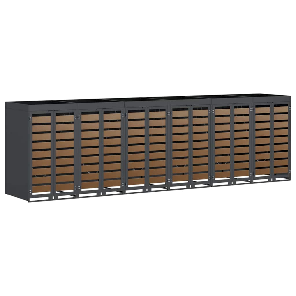 vidaXL Αποθήκη τροχήλατου κάδου για 3 κάδους Ανθρακί