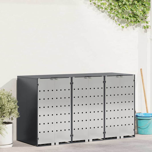 vidaXL Αποθήκη τροχήλατου κάδου για 3 κάδους 340 x 77.5 x 115.5 εκ