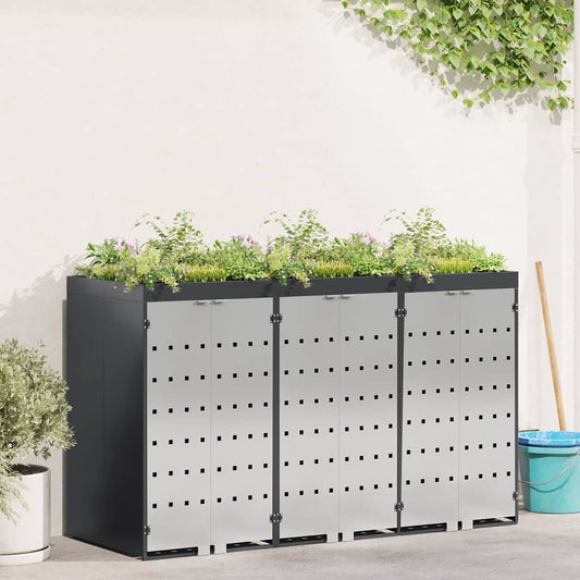 vidaXL Αποθήκη τροχήλατου κάδου για 3 κάδους 340 x 77.5 x 115.5 εκ