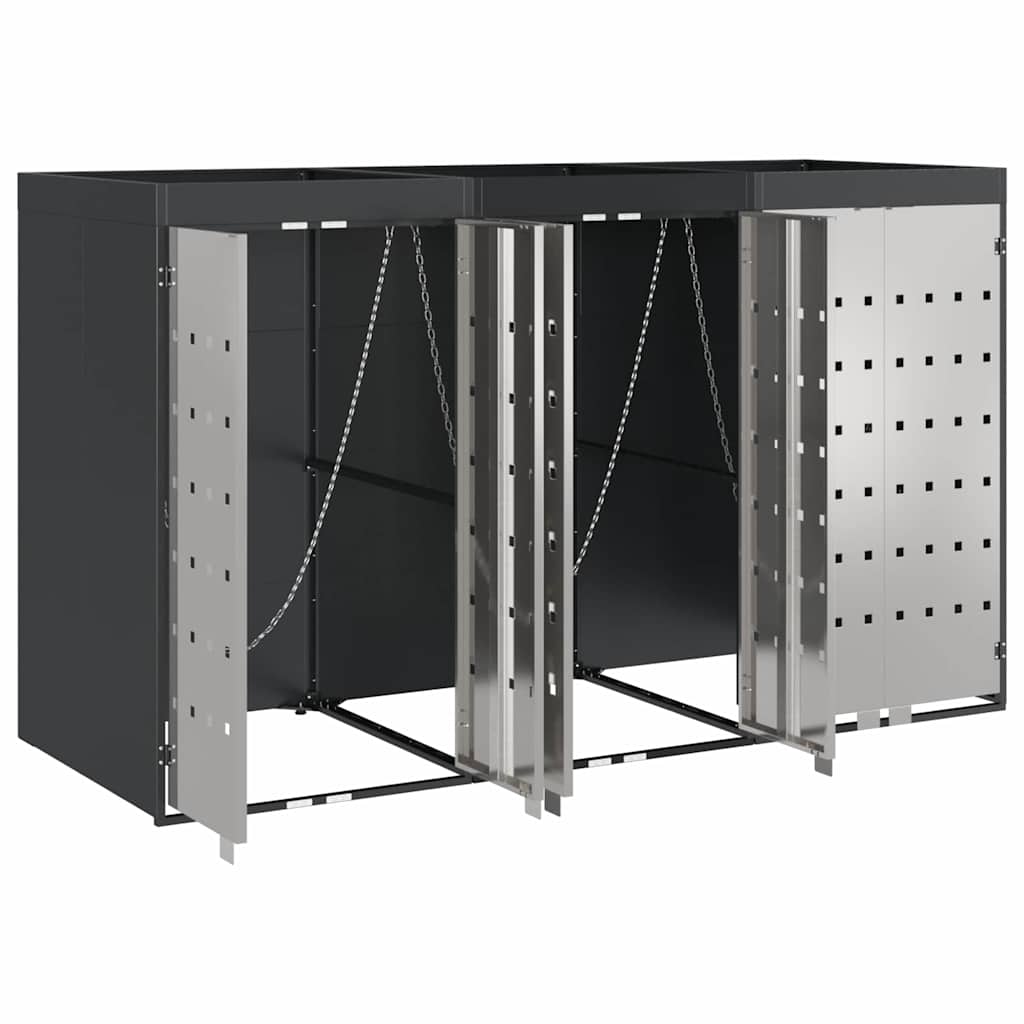 vidaXL Αποθήκη τροχήλατου κάδου για 3 κάδους Ανθρακί