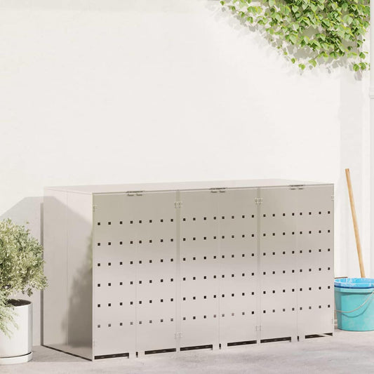 vidaXL Αποθήκη τροχήλατου κάδου για 3 κάδους Ασημί