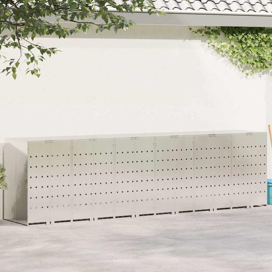 vidaXL Αποθήκη τροχήλατου κάδου για 3 κάδους Ασημί