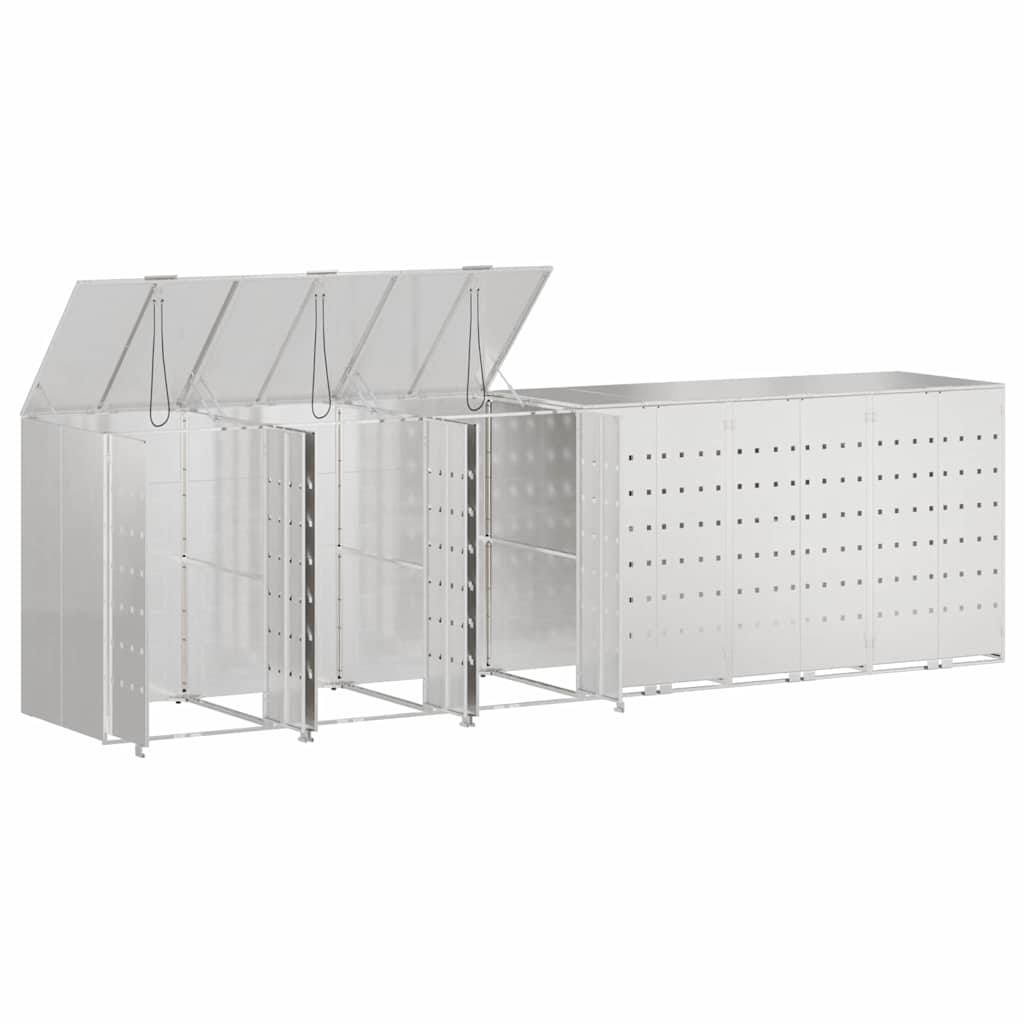 vidaXL Αποθήκη τροχήλατου κάδου για 3 κάδους Ασημί