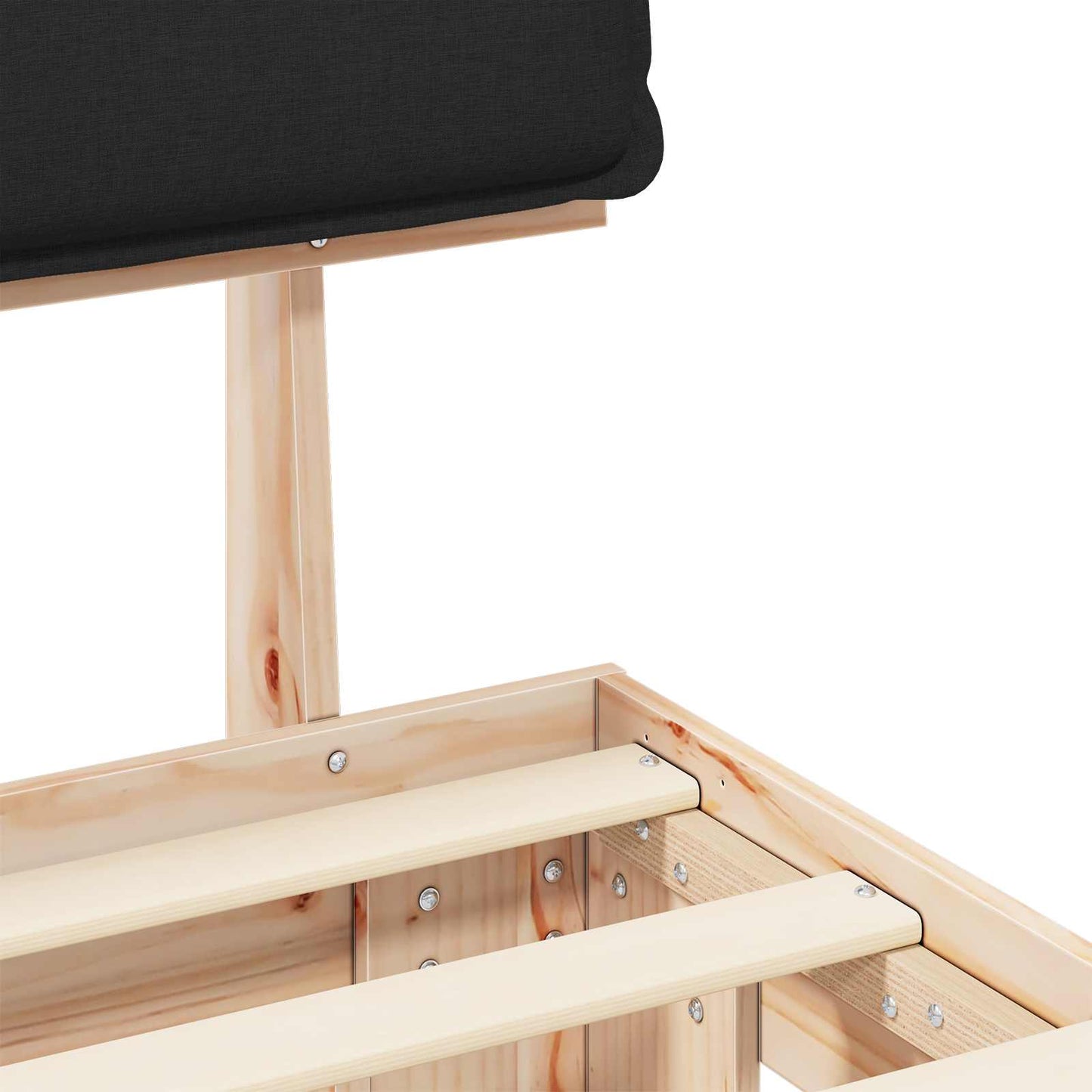 vidaXL Σκελετός Κρεβατιού με Επενδεδυμένο Κεφαλάρι Μαύρο 150 x 200 cm