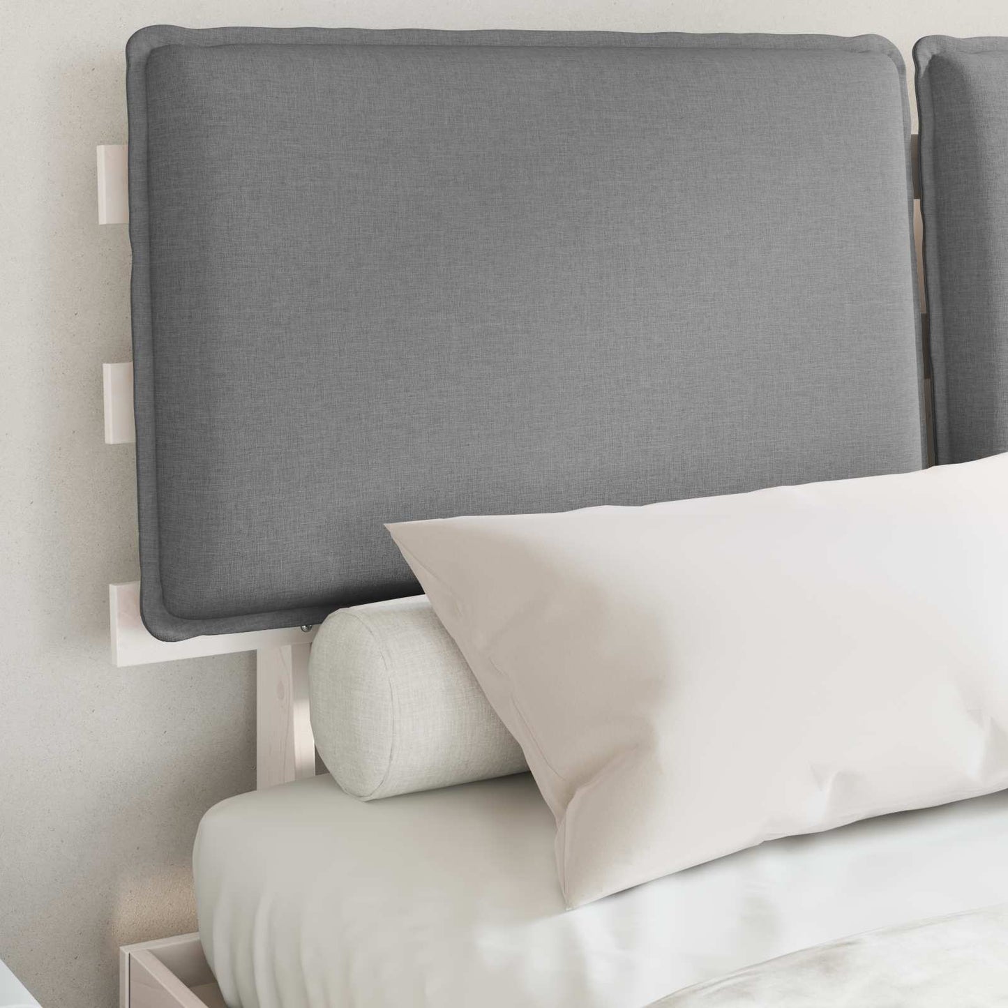 vidaXL Σκελετός Κρεβατιού με Επενδεδυμένο Κεφαλάρι Ανοιχτό γκρι