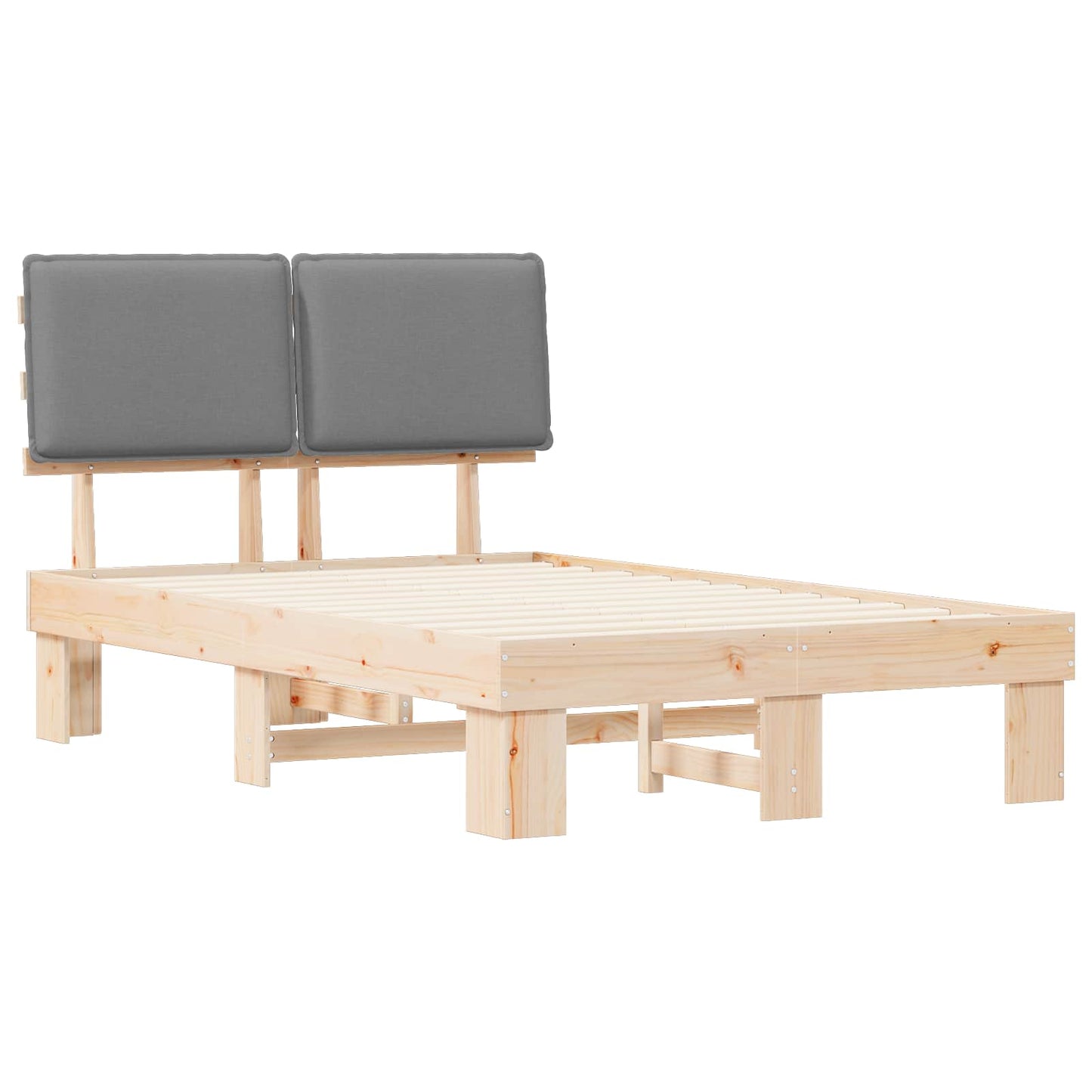 vidaXL Σκελετός Κρεβατιού με Επενδεδυμένο Κεφαλάρι Ανοιχτό γκρι