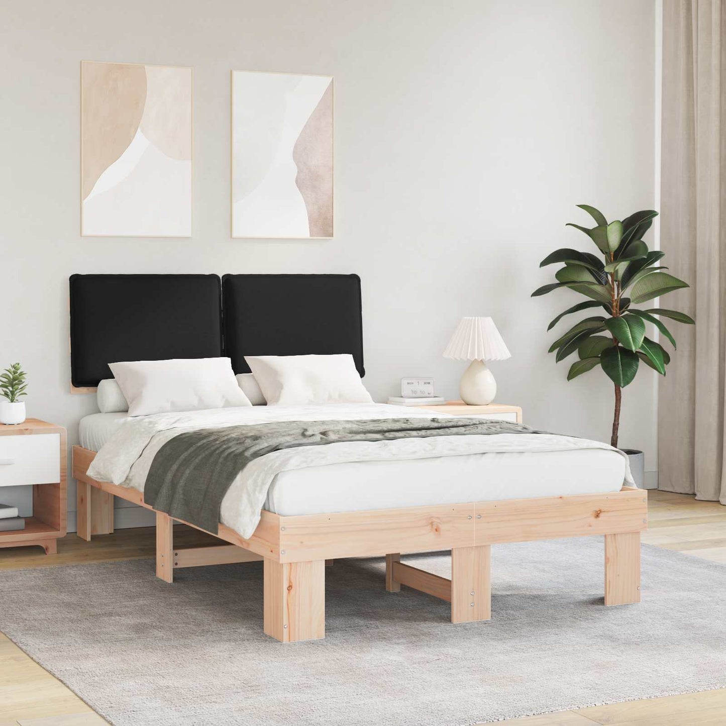 vidaXL Σκελετός Κρεβατιού με Επενδεδυμένο Κεφαλάρι Μαύρο 120 x 200 cm