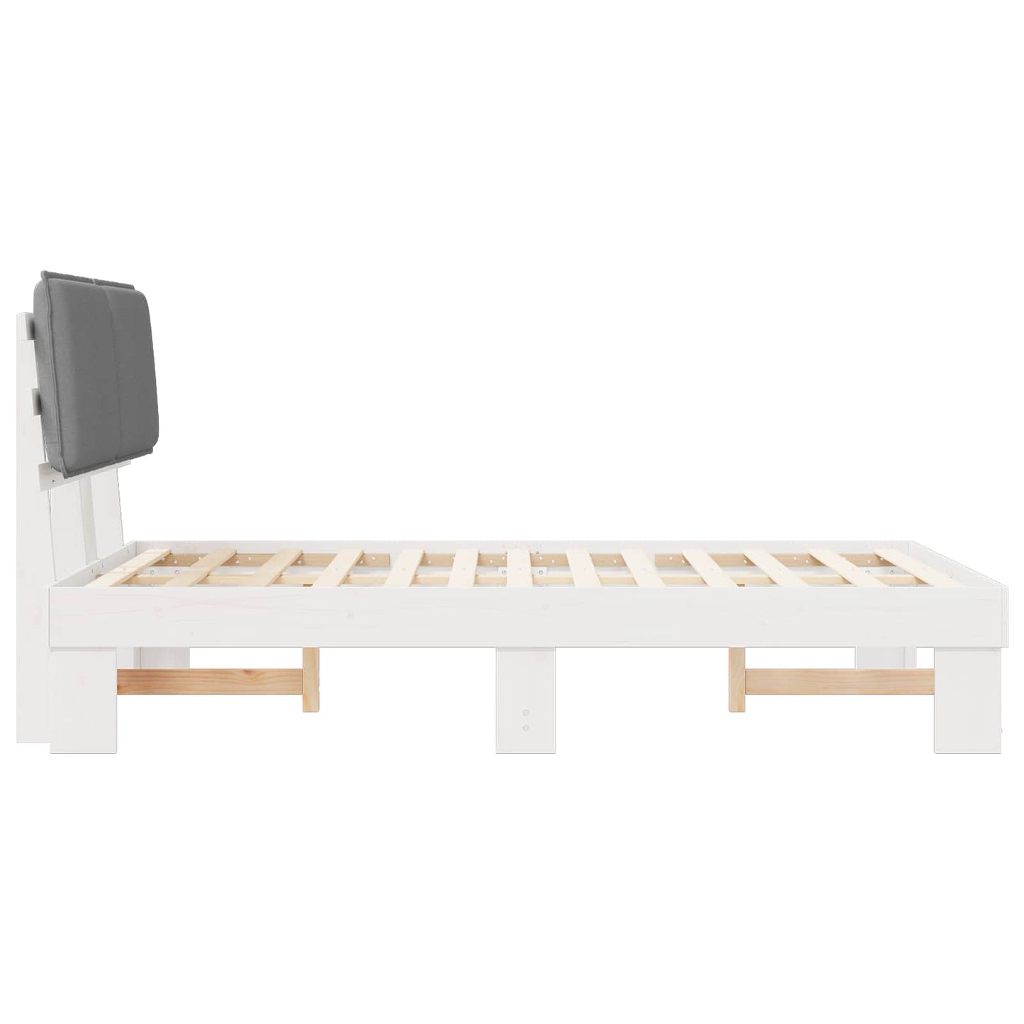 vidaXL Σκελετός Κρεβατιού με Επενδεδυμένο Κεφαλάρι Ανοιχτό γκρι