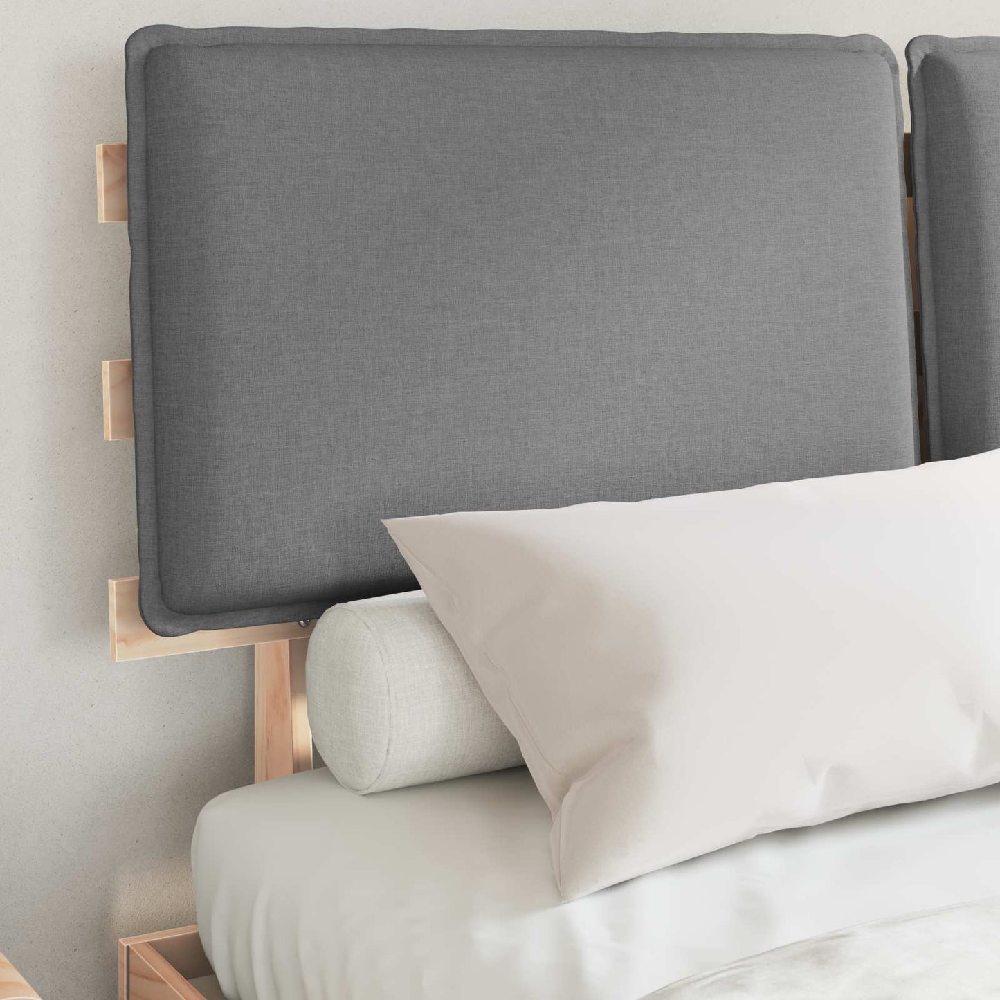 vidaXL Σκελετός Κρεβατιού με Επενδεδυμένο Κεφαλάρι Ανοιχτό γκρι