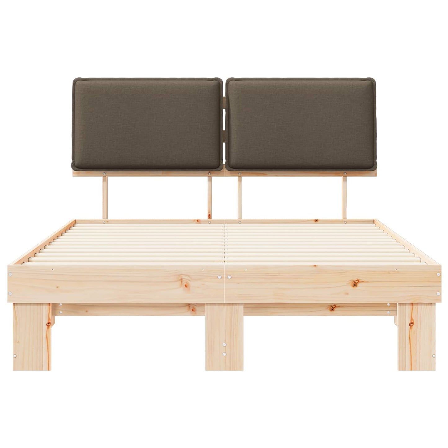 vidaXL Σκελετός Κρεβατιού με Επενδεδυμένο Κεφαλάρι Taupe 140 x 190 cm