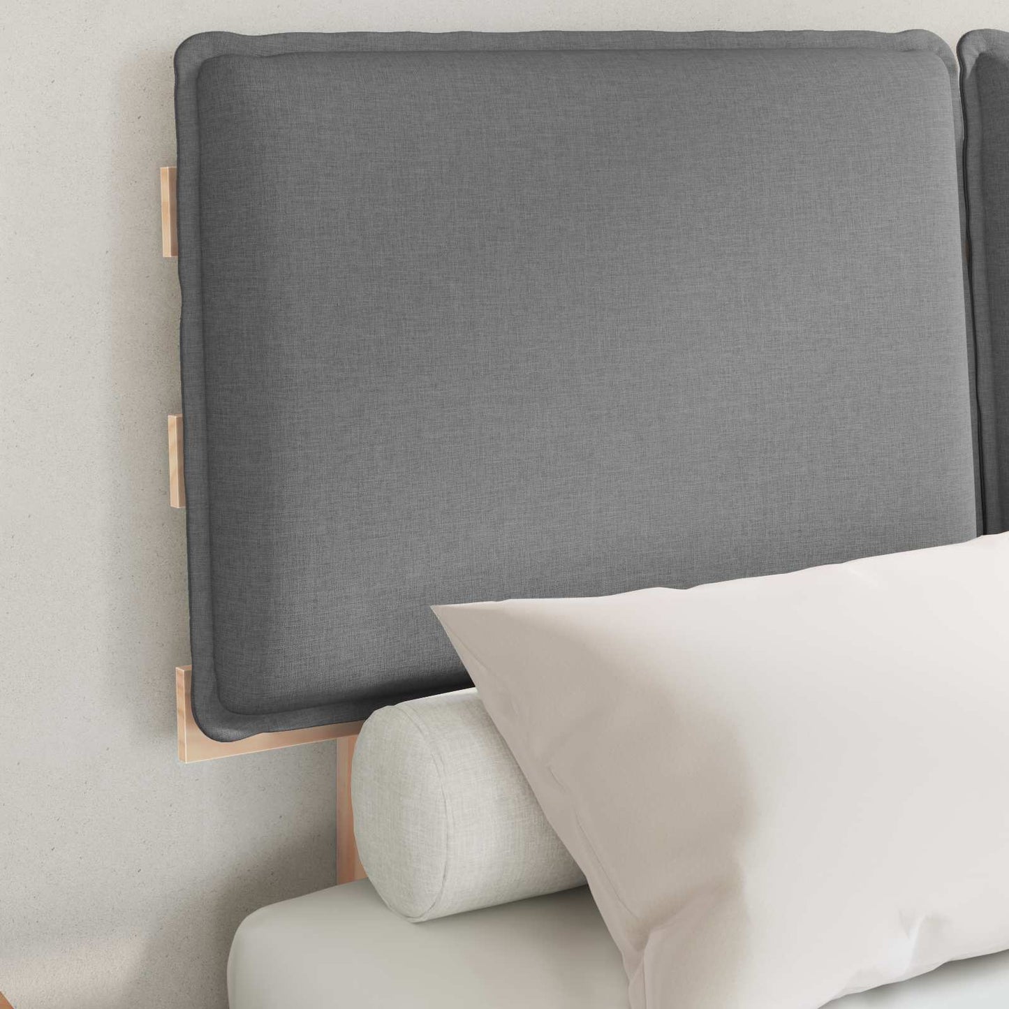 vidaXL Σκελετός Κρεβατιού με Επενδεδυμένο Κεφαλάρι Ανοιχτό γκρι