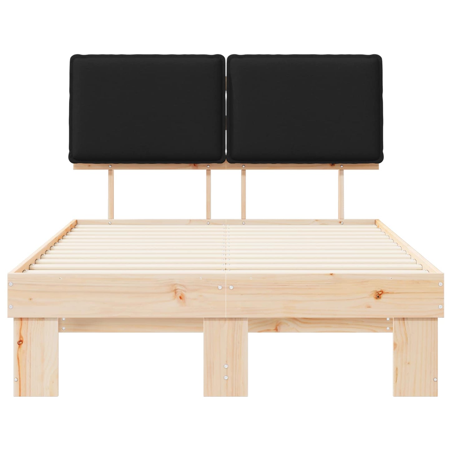 vidaXL Σκελετός Κρεβατιού με Επενδεδυμένο Κεφαλάρι Μαύρο 120 x 190 cm