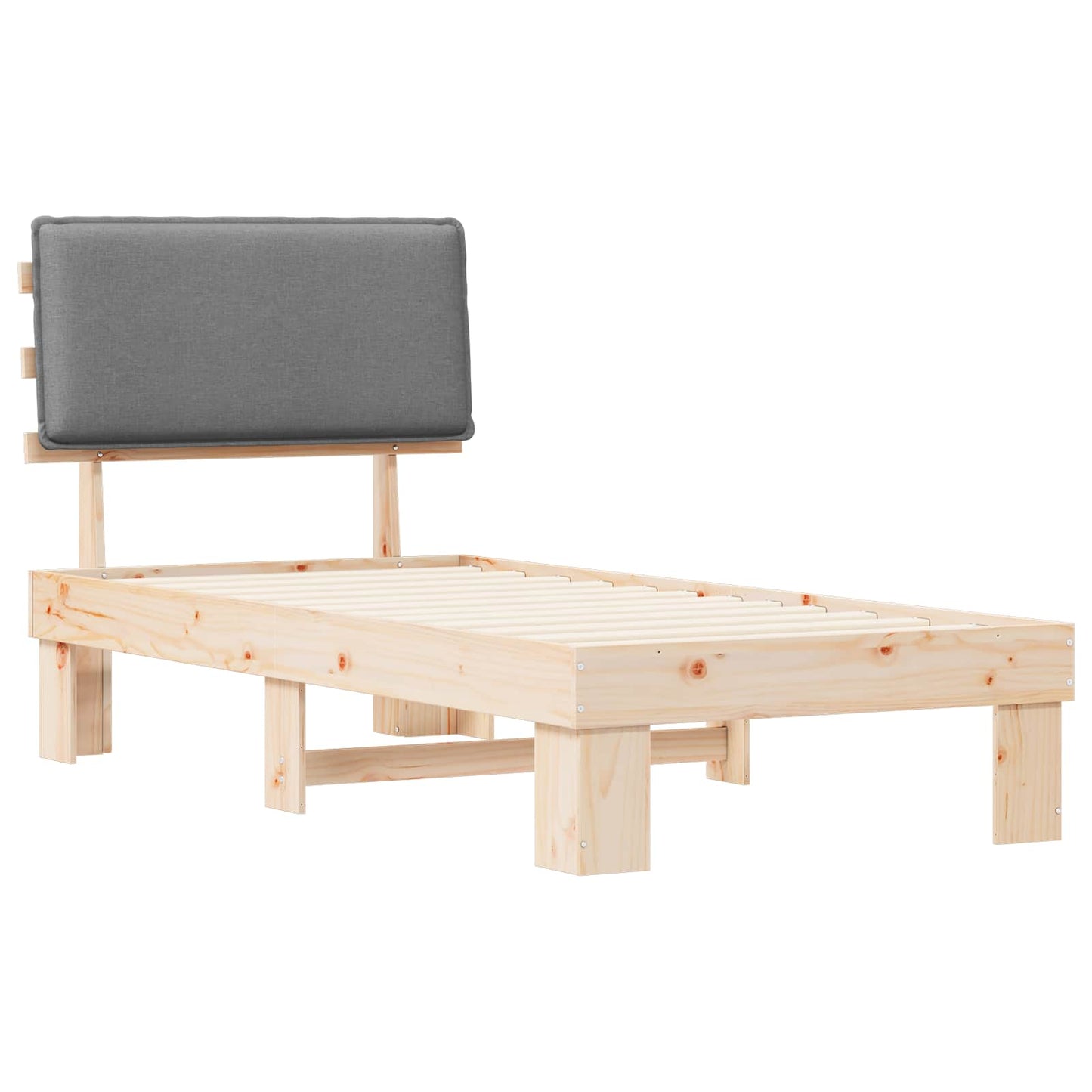 vidaXL Σκελετός Κρεβατιού με Επενδεδυμένο Κεφαλάρι Ανοιχτό γκρι