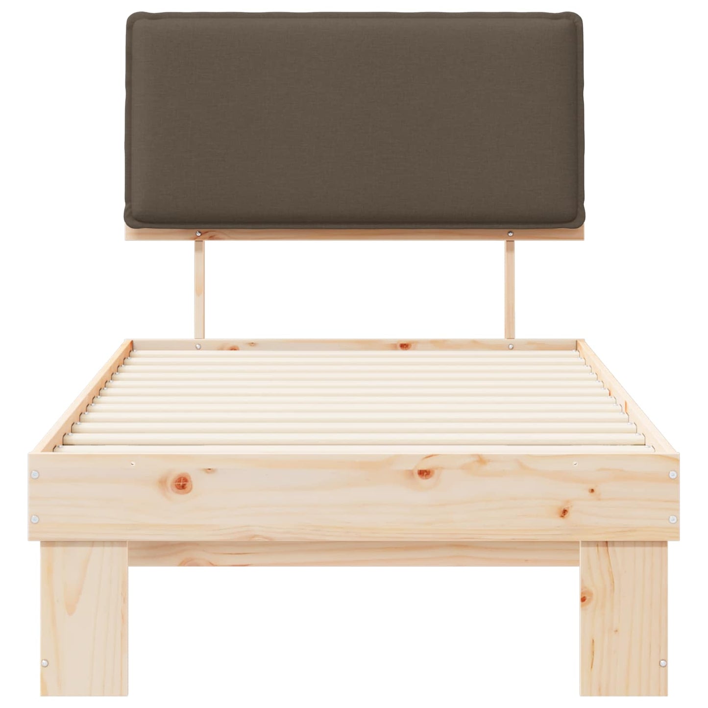 vidaXL Σκελετός Κρεβατιού με Επενδεδυμένο Κεφαλάρι Taupe 90 x 200 cm
