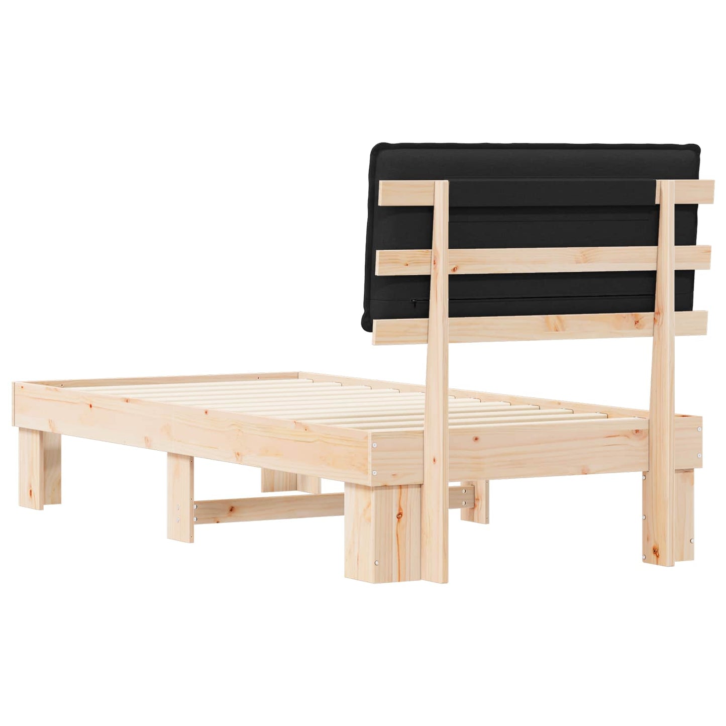 vidaXL Σκελετός Κρεβατιού με Επενδεδυμένο Κεφαλάρι Μαύρο 80 x 200 cm