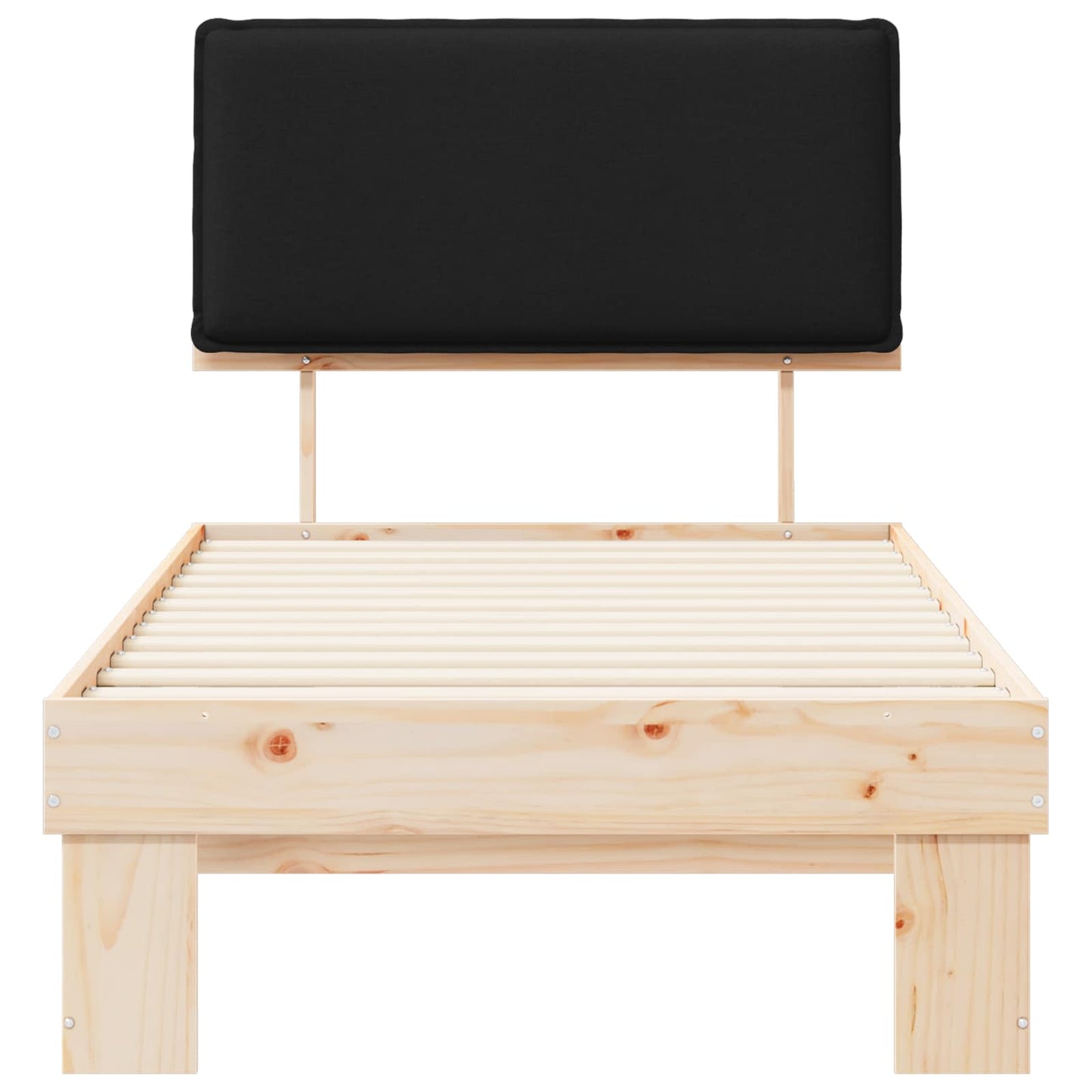 vidaXL Σκελετός Κρεβατιού με Επενδεδυμένο Κεφαλάρι Μαύρο 80 x 200 cm