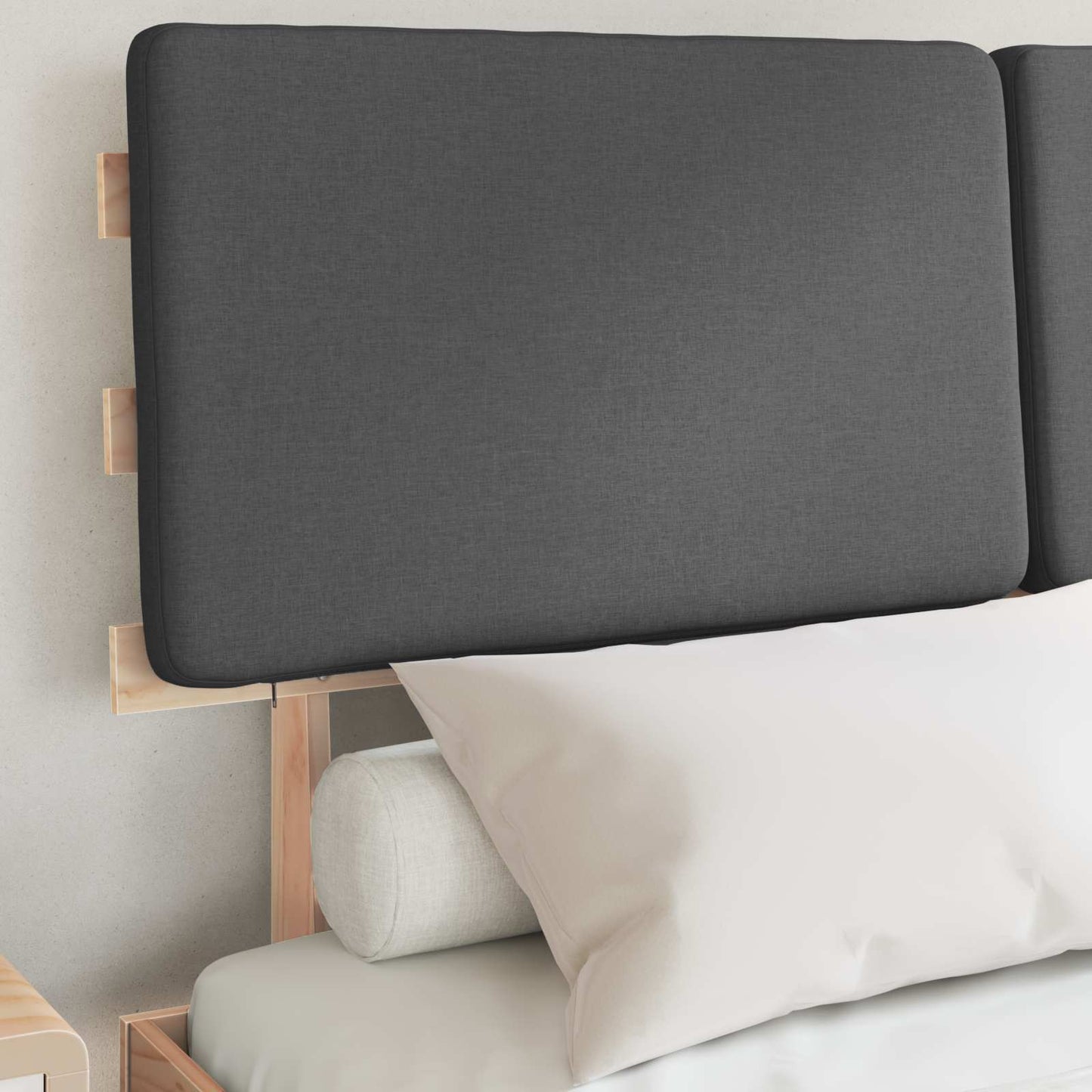 vidaXL Σκελετός Κρεβατιού με Επενδεδυμένο Κεφαλάρι Σκούρο Γκρι