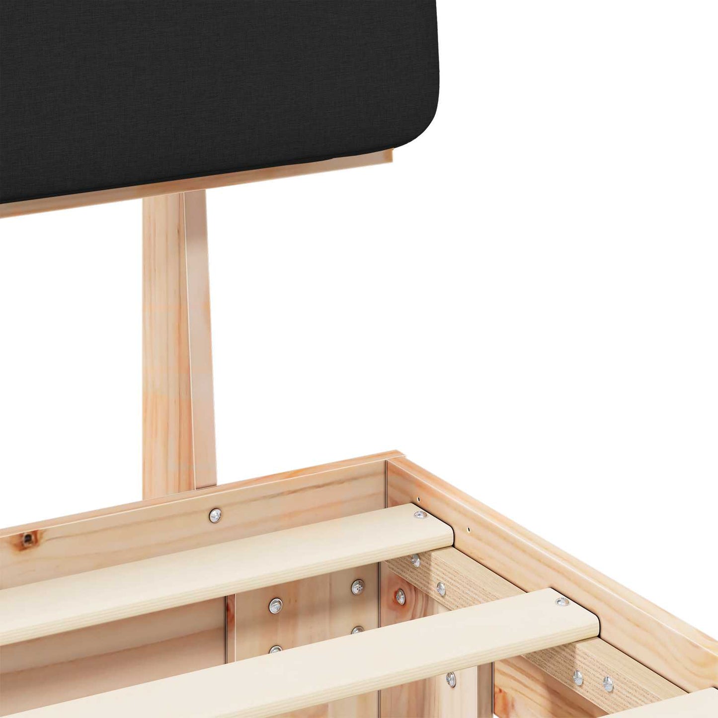 vidaXL Σκελετός Κρεβατιού με Επενδεδυμένο Κεφαλάρι Μαύρο 150 x 200 cm