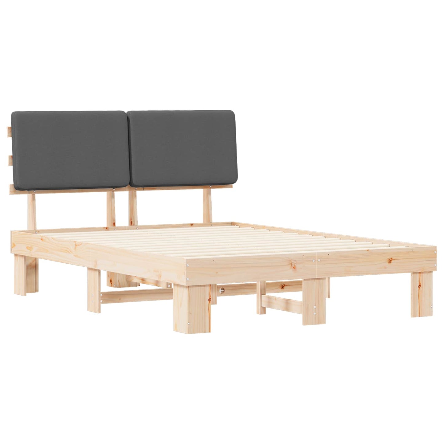 vidaXL Σκελετός Κρεβατιού με Επενδεδυμένο Κεφαλάρι Σκούρο Γκρι