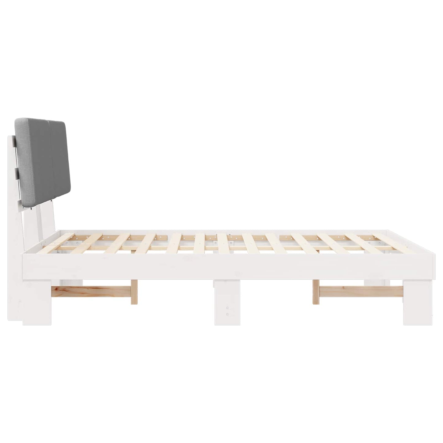 vidaXL Σκελετός Κρεβατιού με Επενδεδυμένο Κεφαλάρι Ανοιχτό γκρι