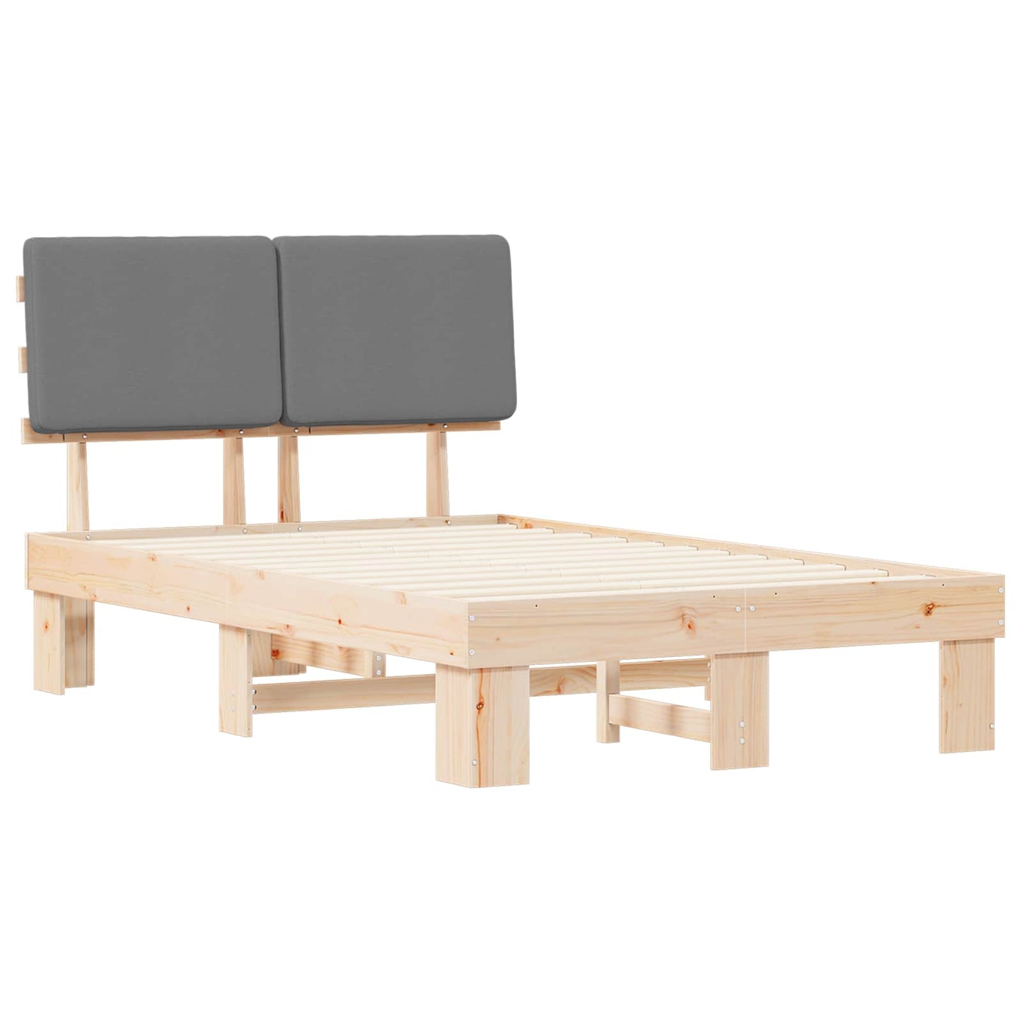 vidaXL Σκελετός Κρεβατιού με Επενδεδυμένο Κεφαλάρι Ανοιχτό γκρι