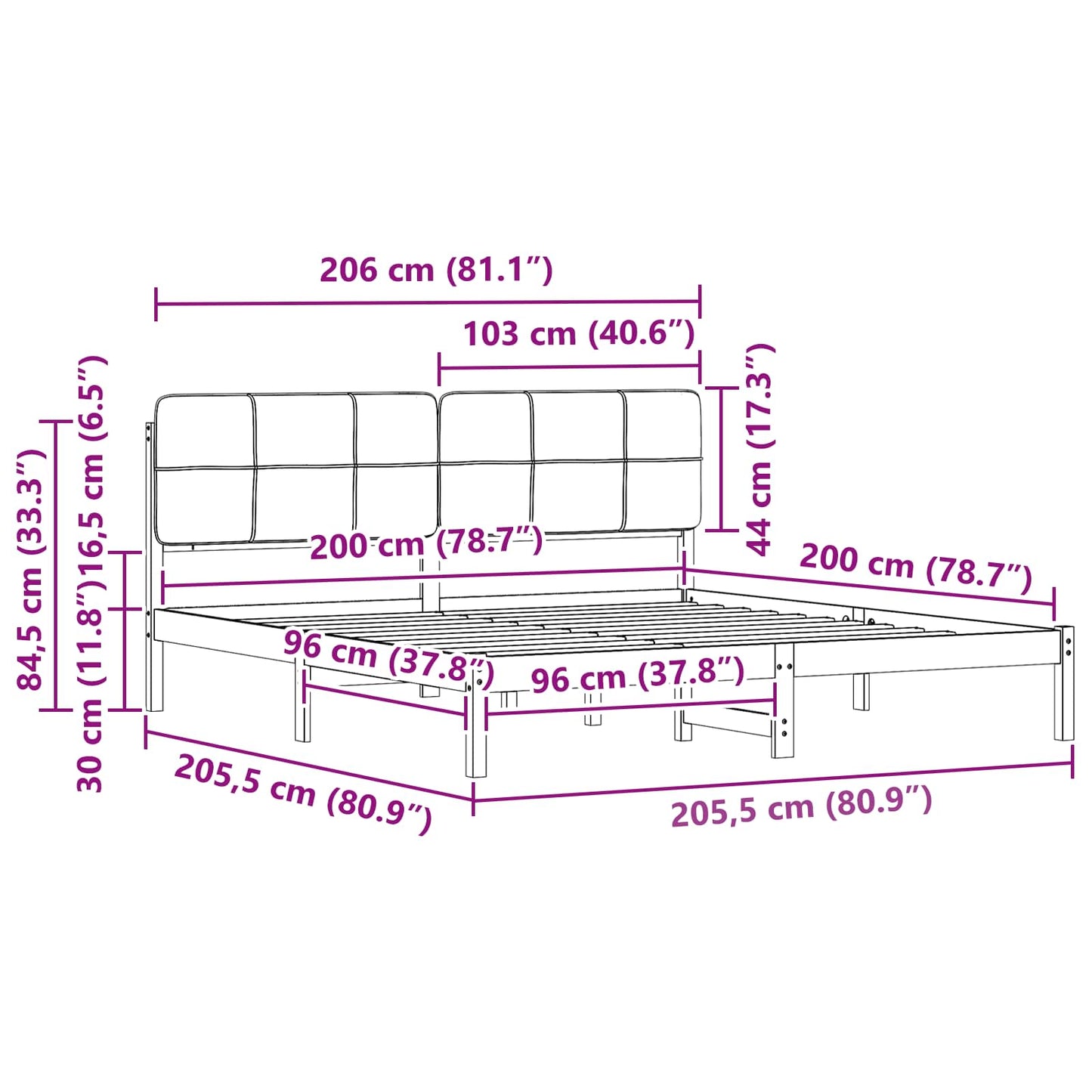 vidaXL Σκελετός Κρεβατιού με Επενδεδυμένο Κεφαλάρι Σκούρο Γκρι