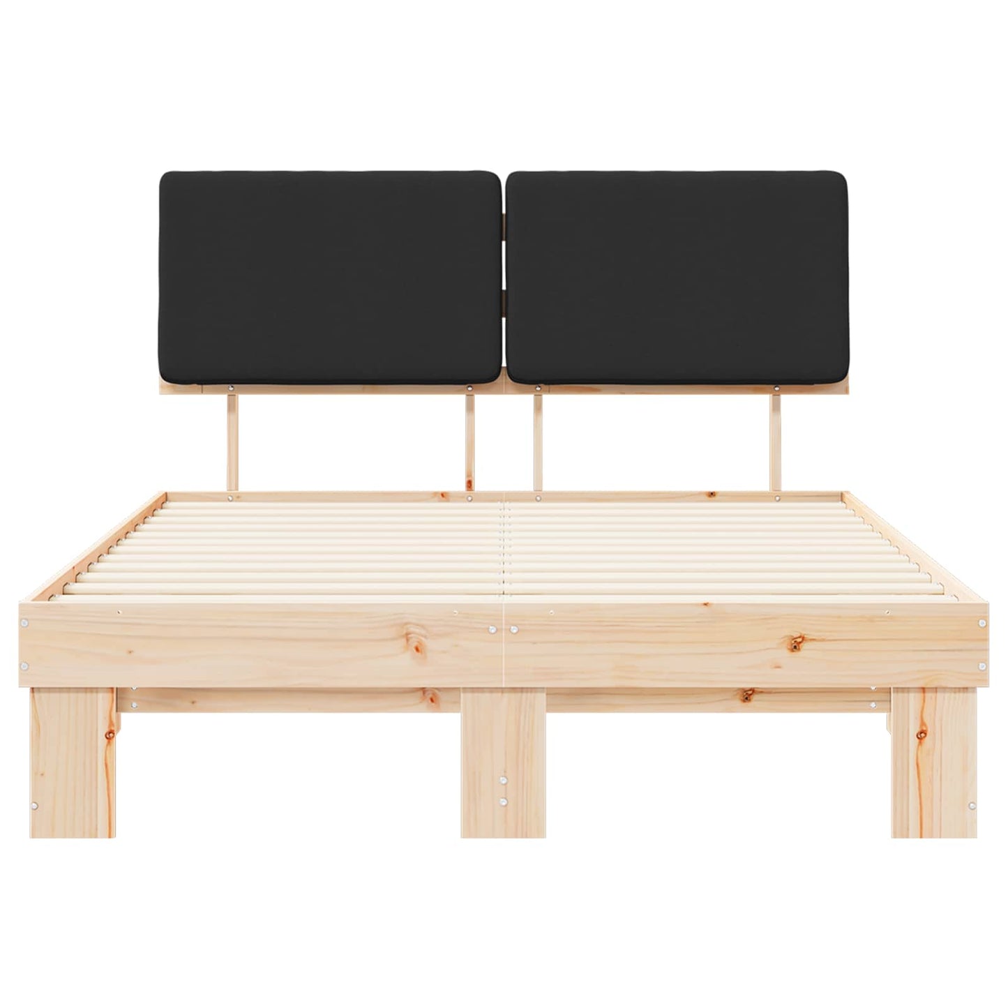 vidaXL Σκελετός Κρεβατιού με Επενδεδυμένο Κεφαλάρι Μαύρο 140 x 190 cm