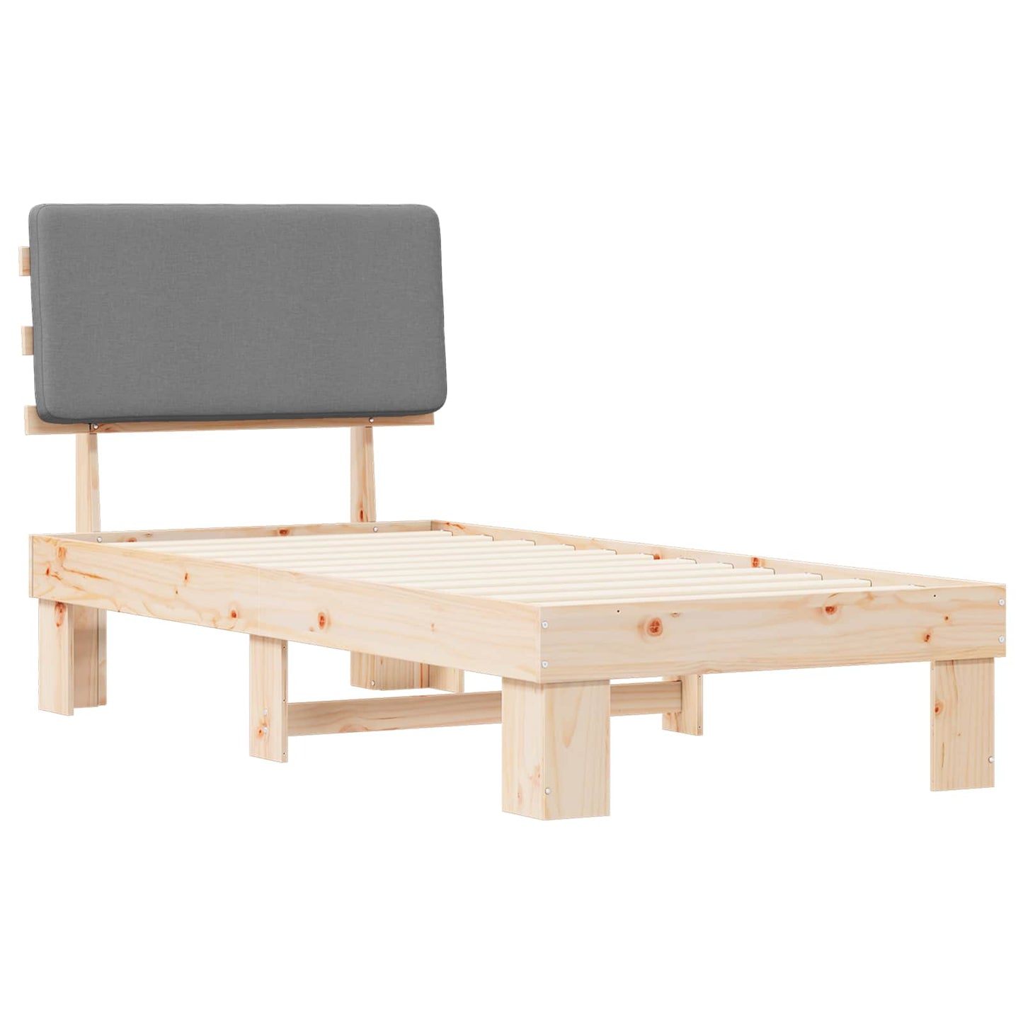 vidaXL Σκελετός Κρεβατιού με Επενδεδυμένο Κεφαλάρι Ανοιχτό γκρι