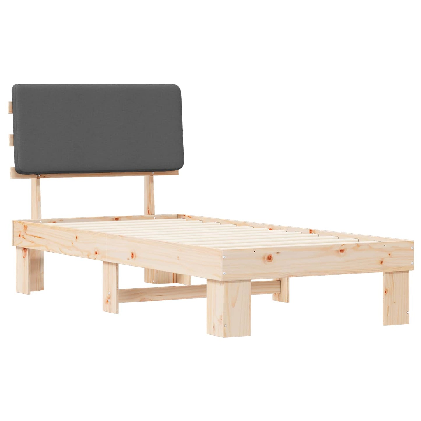 vidaXL Σκελετός Κρεβατιού με Επενδεδυμένο Κεφαλάρι Σκούρο Γκρι