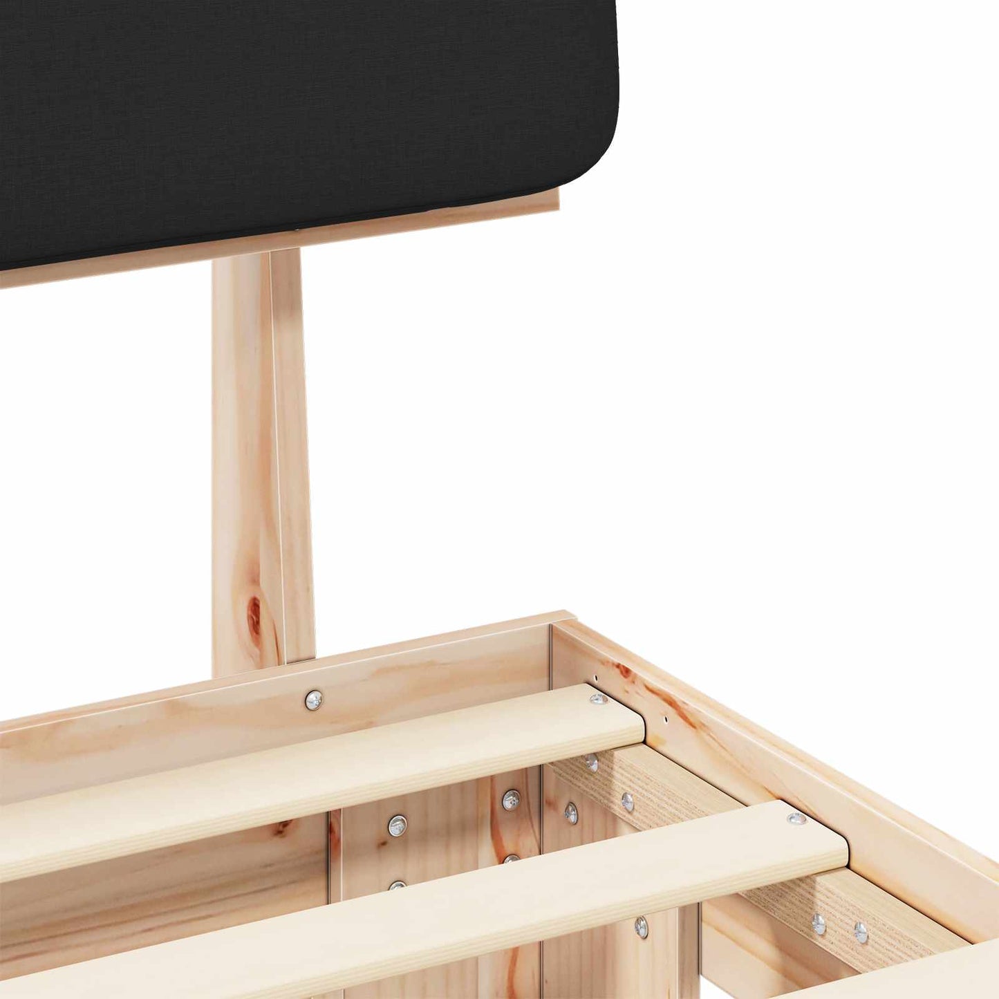 vidaXL Σκελετός Κρεβατιού με Επενδεδυμένο Κεφαλάρι Μαύρο 90 x 190 cm