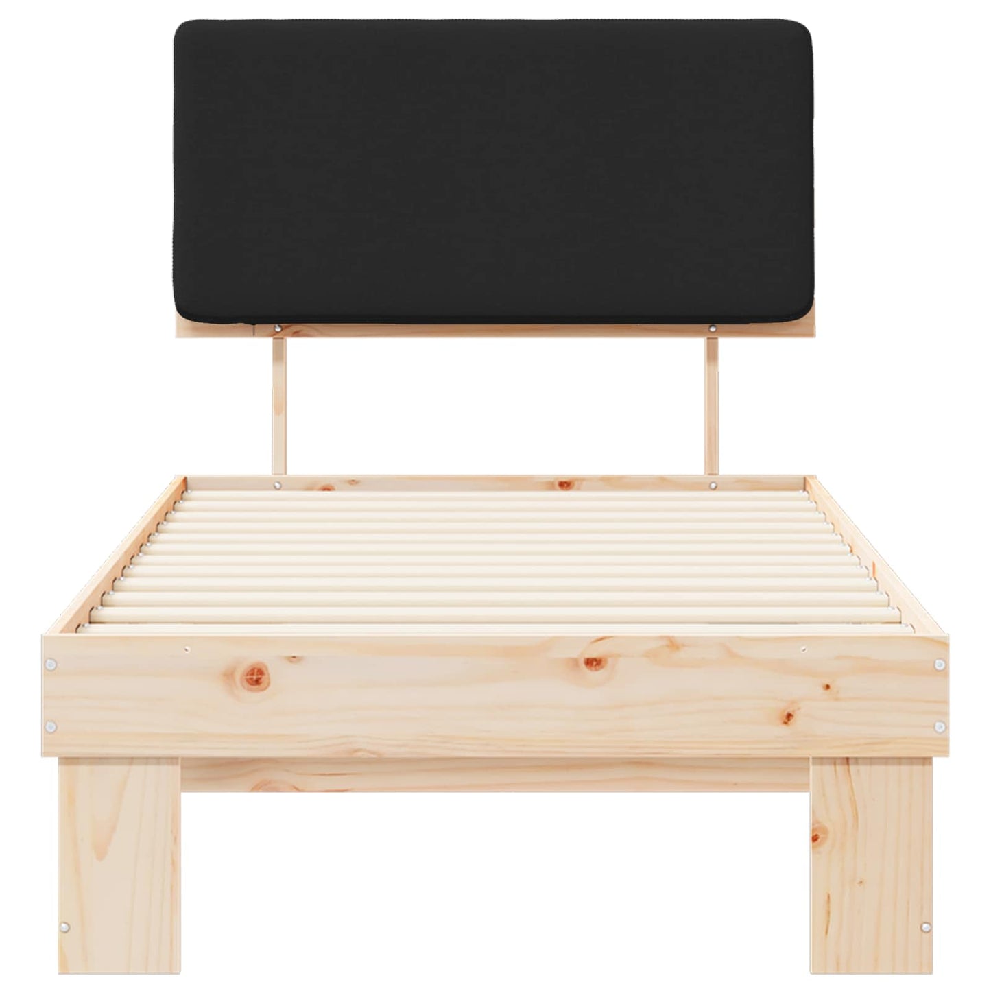 vidaXL Σκελετός Κρεβατιού με Επενδεδυμένο Κεφαλάρι Μαύρο 90 x 190 cm