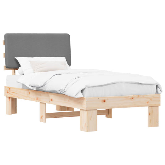 vidaXL Σκελετός Κρεβατιού με Επενδεδυμένο Κεφαλάρι Ανοιχτό γκρι