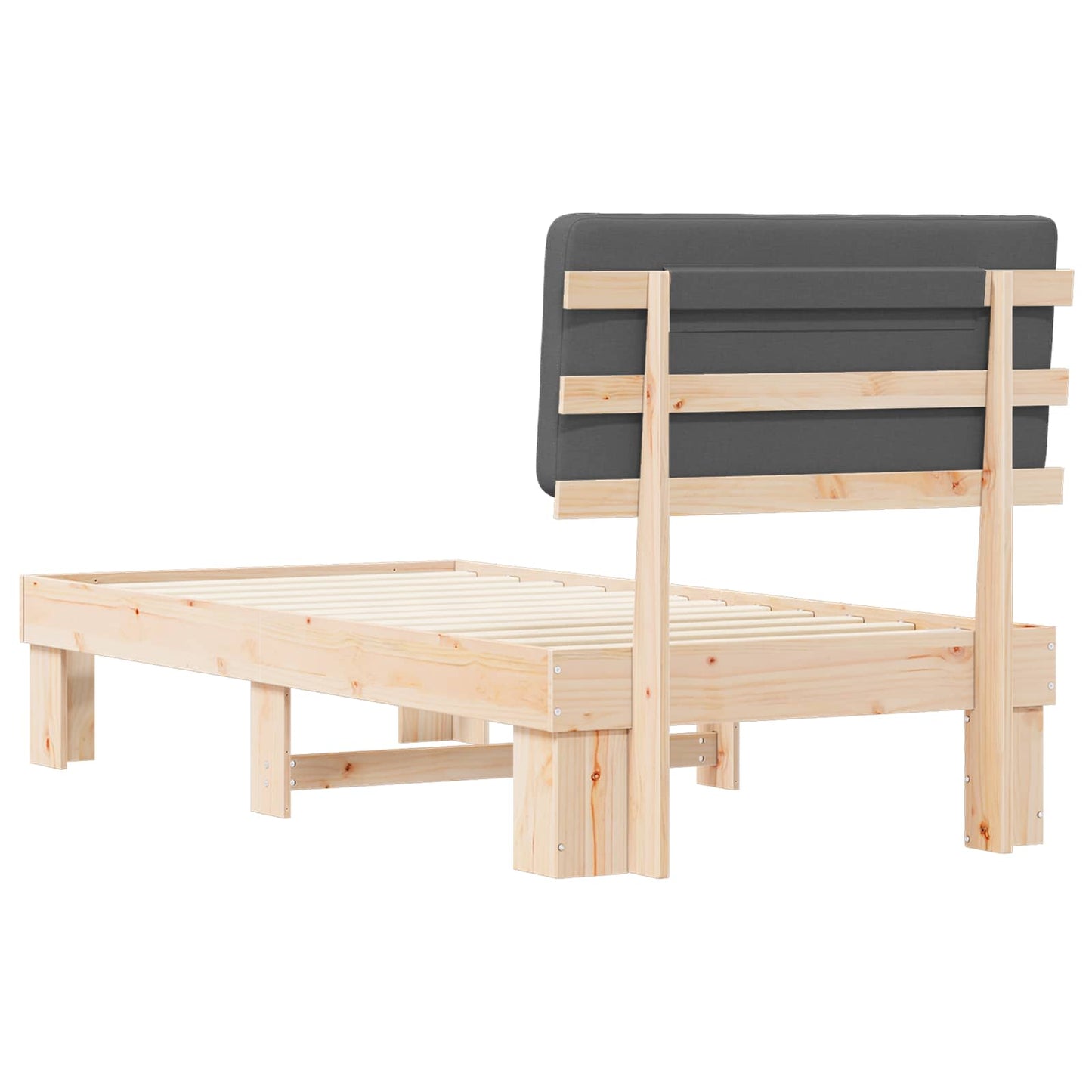 vidaXL Σκελετός Κρεβατιού με Επενδεδυμένο Κεφαλάρι Σκούρο Γκρι