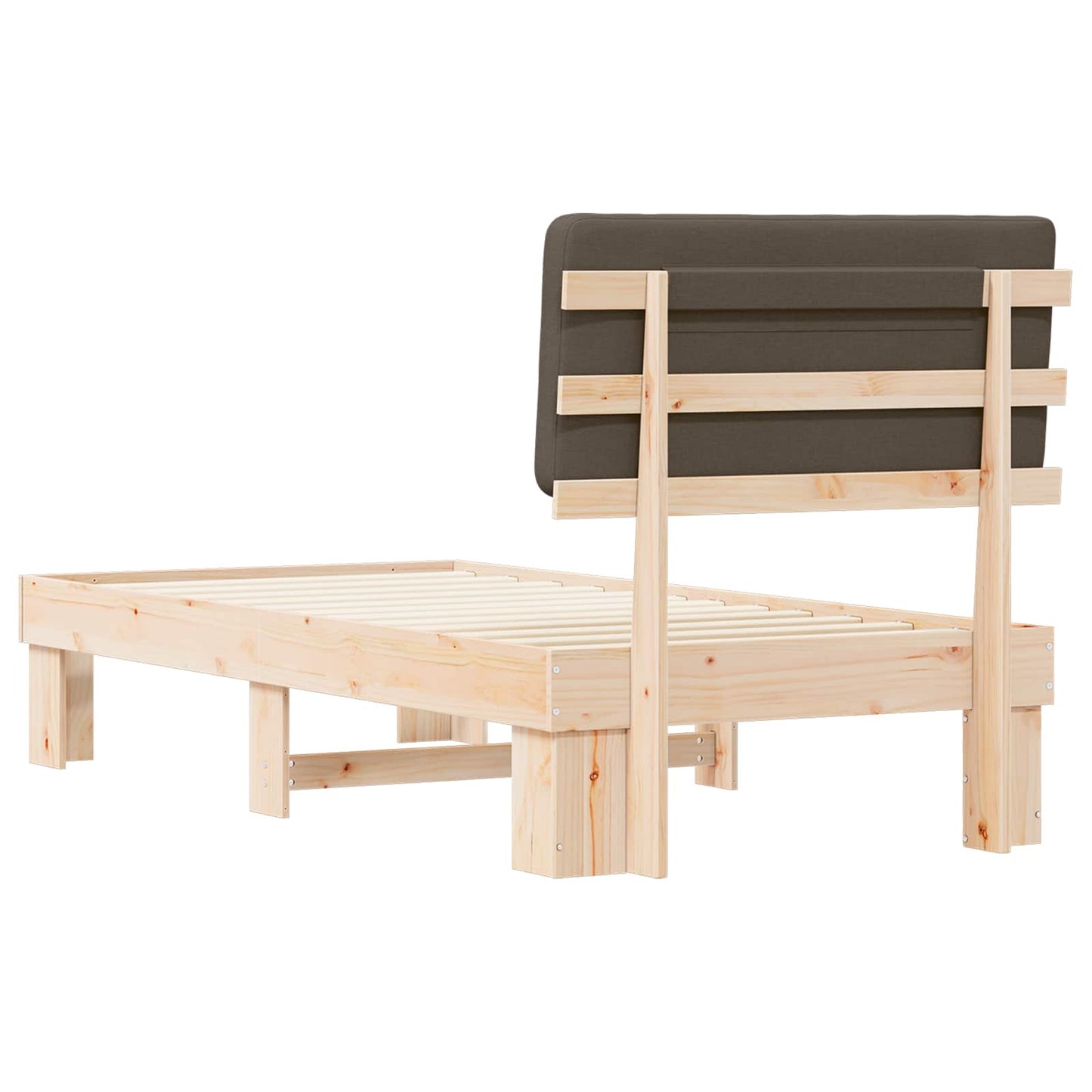 vidaXL Σκελετός Κρεβατιού με Επενδεδυμένο Κεφαλάρι Taupe 75 x 190 cm