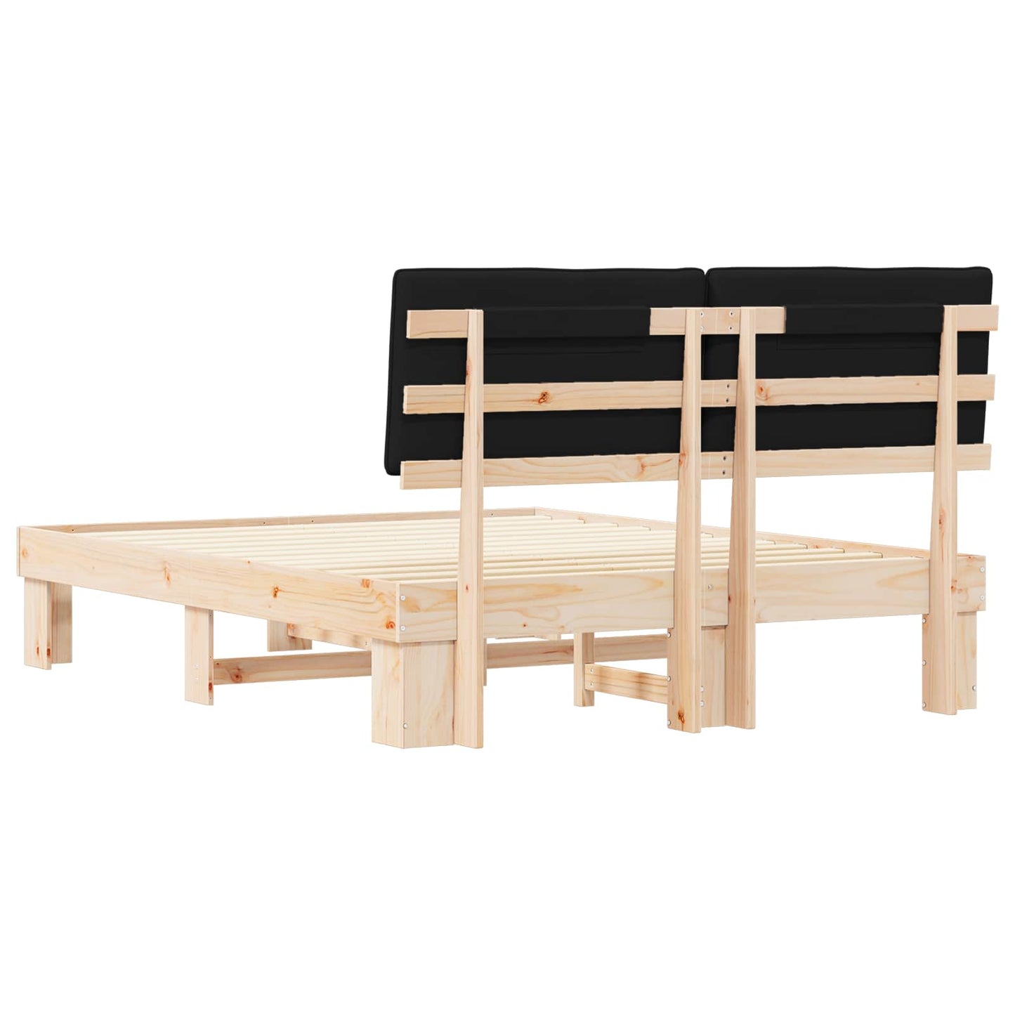 vidaXL Σκελετός Κρεβατιού με Επενδεδυμένο Κεφαλάρι Μαύρο 160 x 200 cm