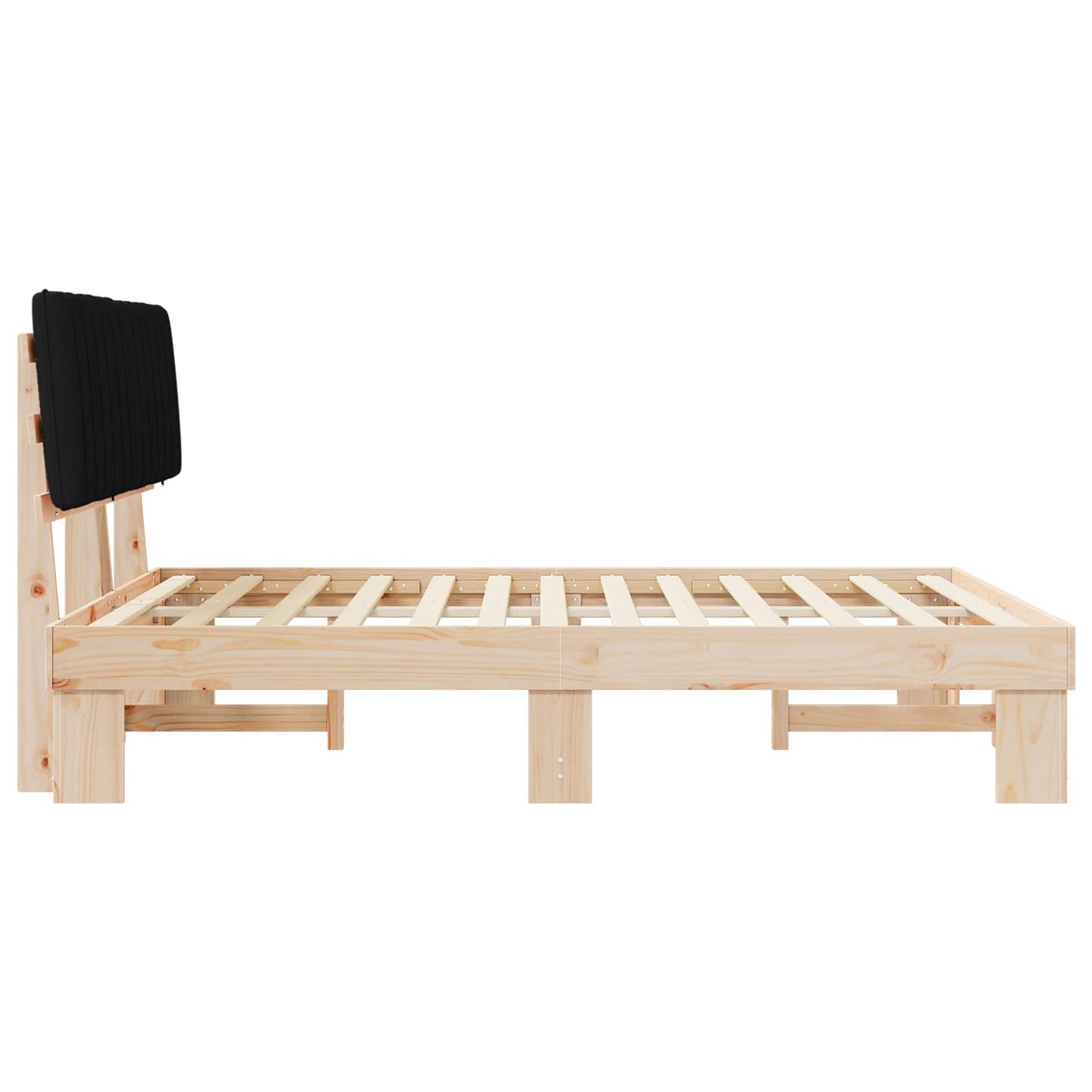 vidaXL Σκελετός Κρεβατιού με Επενδεδυμένο Κεφαλάρι Μαύρο 160 x 200 cm