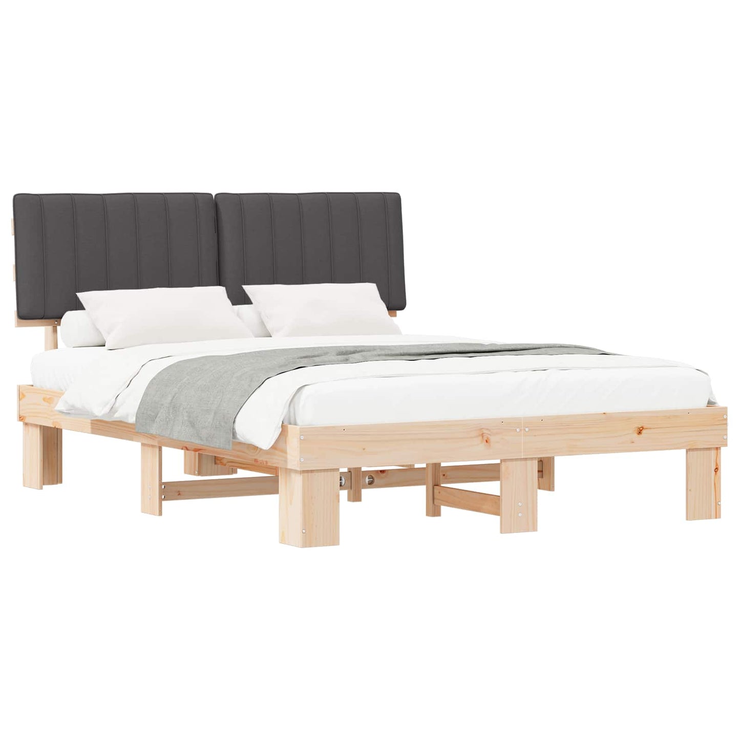 vidaXL Σκελετός Κρεβατιού με Επενδεδυμένο Κεφαλάρι Σκούρο Γκρι