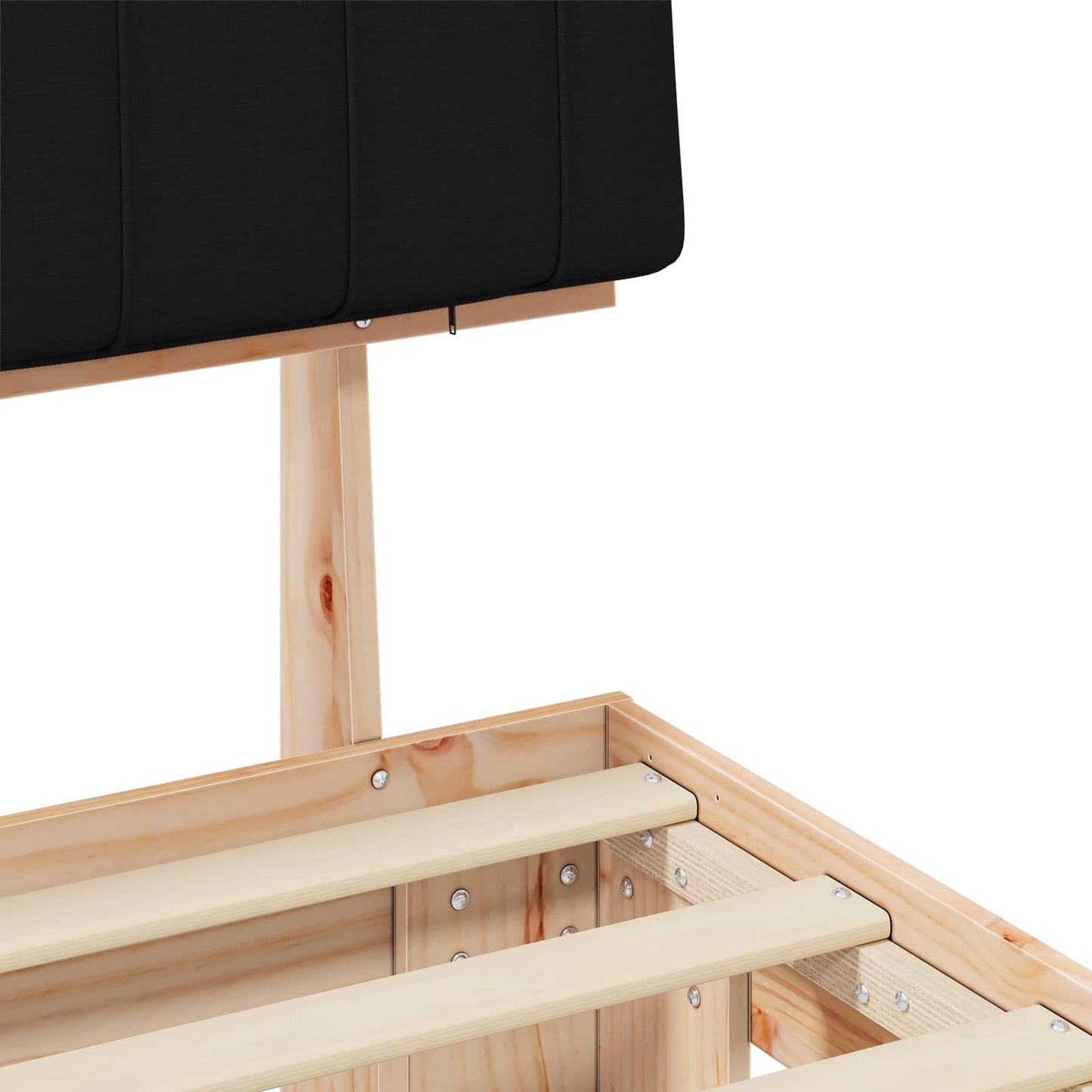 vidaXL Σκελετός Κρεβατιού με Επενδεδυμένο Κεφαλάρι Μαύρο 150 x 200 cm