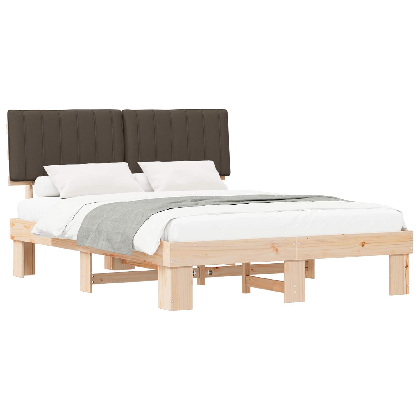 vidaXL Σκελετός Κρεβατιού με Επενδεδυμένο Κεφαλάρι Taupe 150 x 200 cm