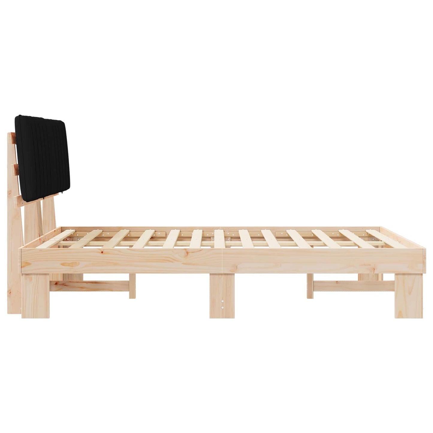 vidaXL Σκελετός Κρεβατιού με Επενδεδυμένο Κεφαλάρι Μαύρο 140 x 200 cm